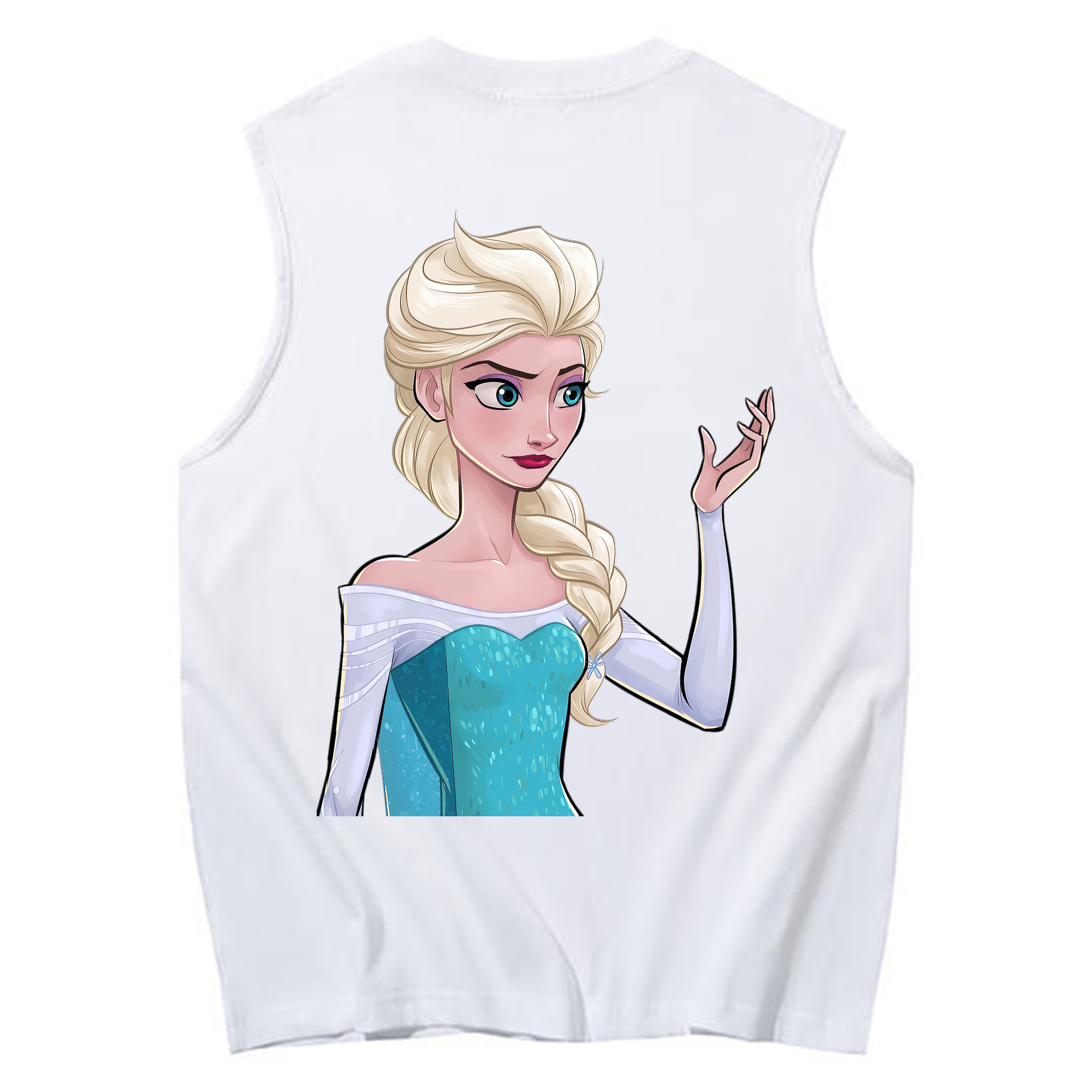 （画像用） アナと雪の女王 アンナ エルサ Frozen Anna Elsa コットン100％タンクトップ（背面プリント）