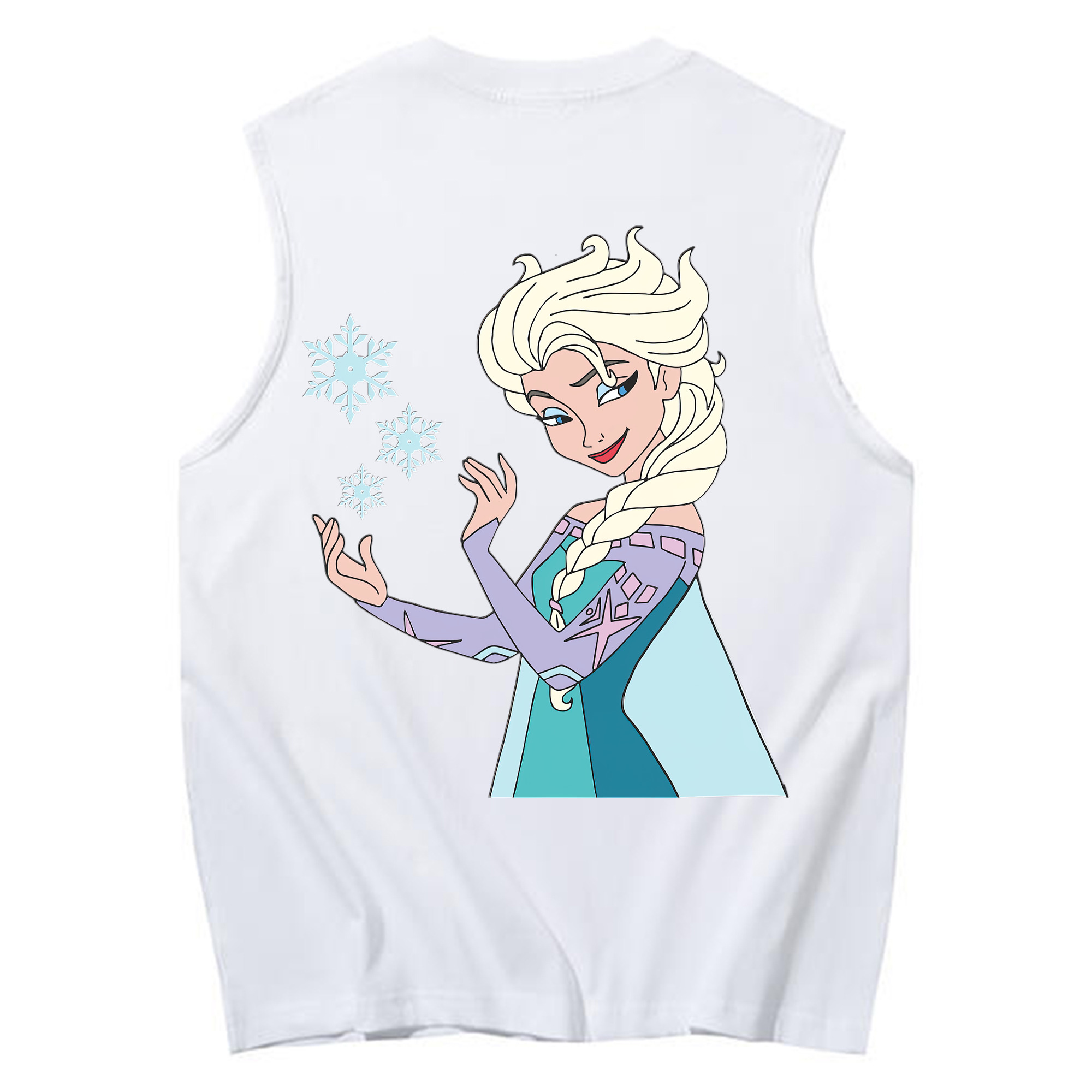 （画像用） アナと雪の女王 アンナ エルサ Frozen Anna Elsa コットン100％タンクトップ（背面プリント）