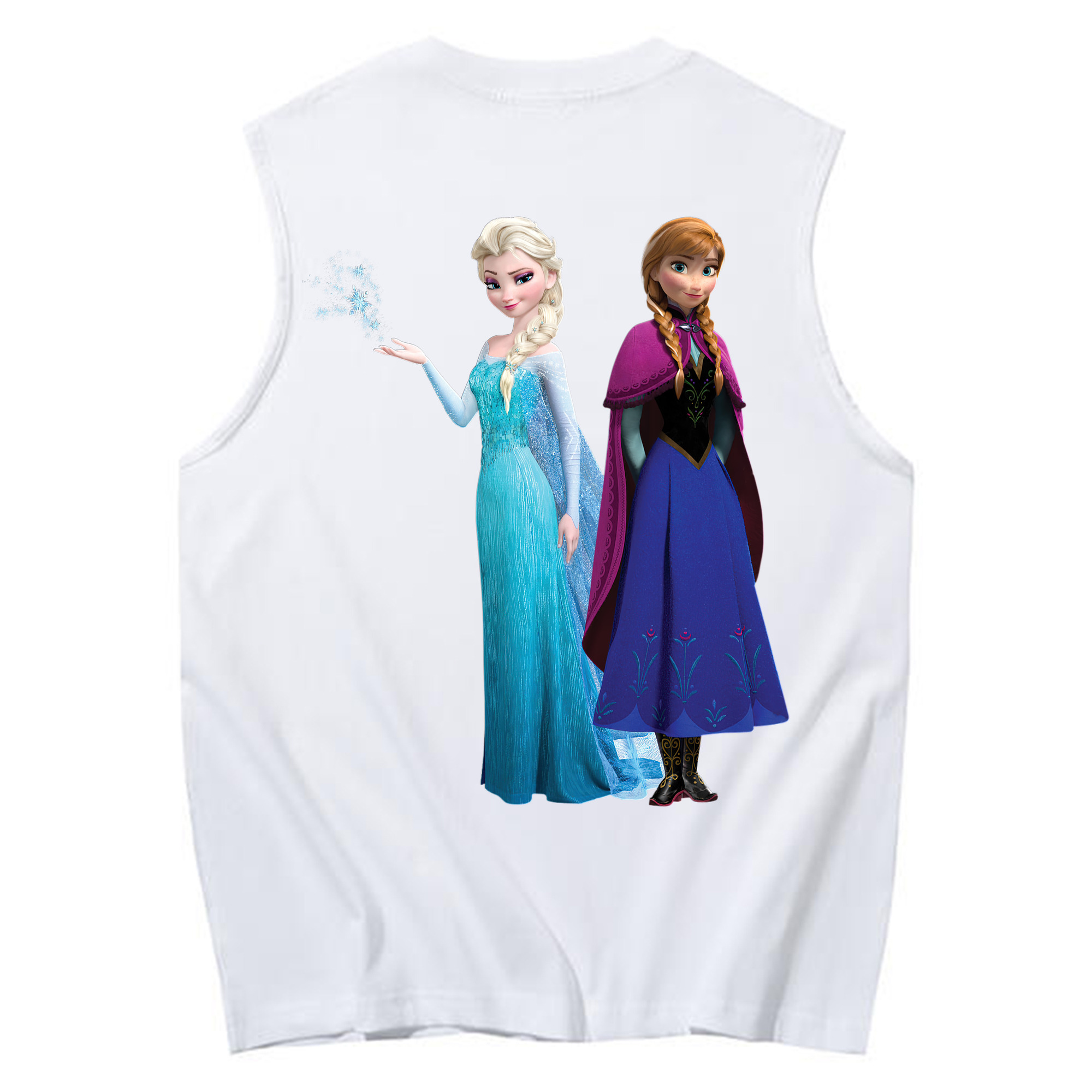 （画像用） アナと雪の女王 アンナ エルサ Frozen Anna Elsa コットン100％タンクトップ（背面プリント）