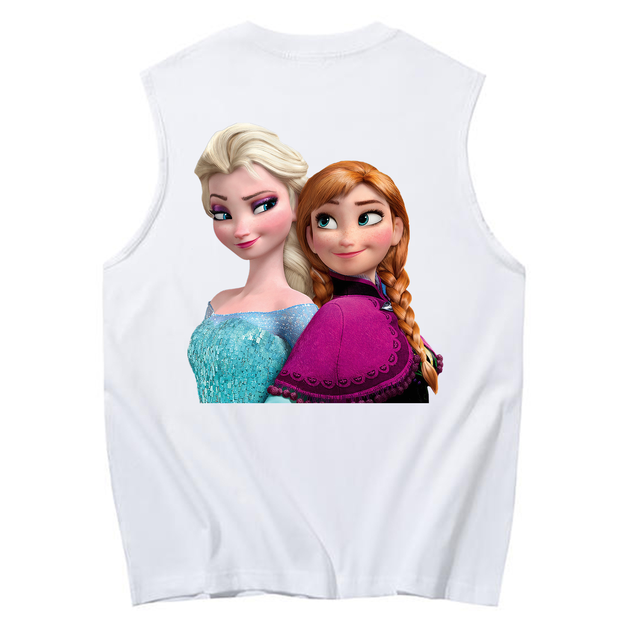 （画像用） アナと雪の女王 アンナ エルサ Frozen Anna Elsa コットン100％タンクトップ（背面プリント）
