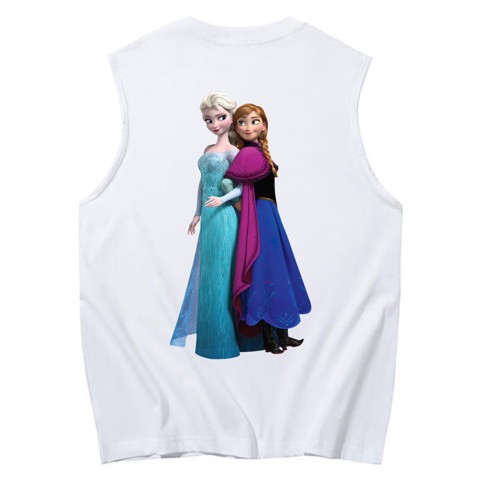 （画像用） アナと雪の女王 アンナ エルサ Frozen Anna Elsa コットン100％タンクトップ（背面プリント）