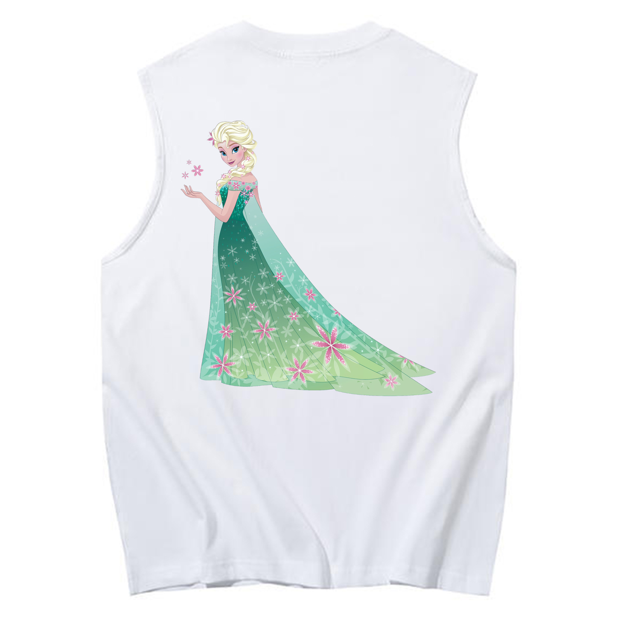 （画像用） アナと雪の女王 アンナ エルサ Frozen Anna Elsa コットン100％タンクトップ（背面プリント）