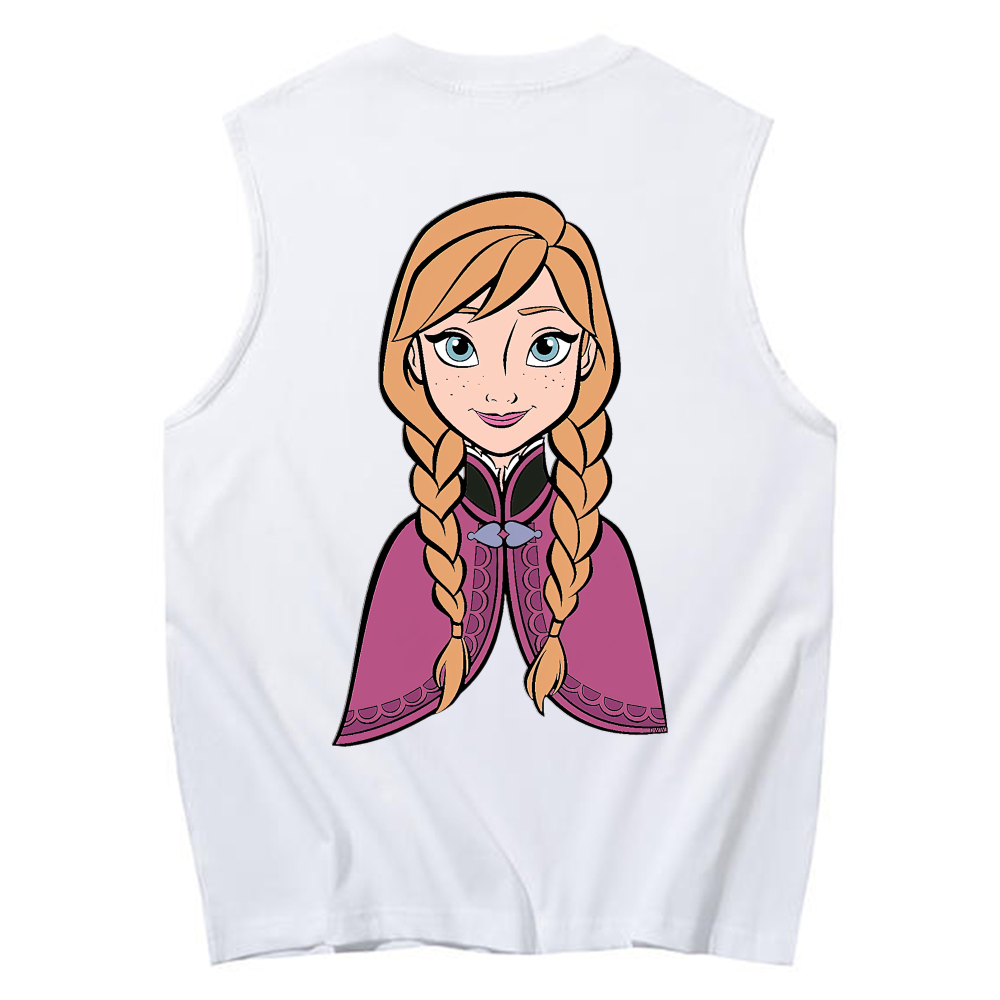 （画像用） アナと雪の女王 アンナ エルサ Frozen Anna Elsa コットン100％タンクトップ（背面プリント）
