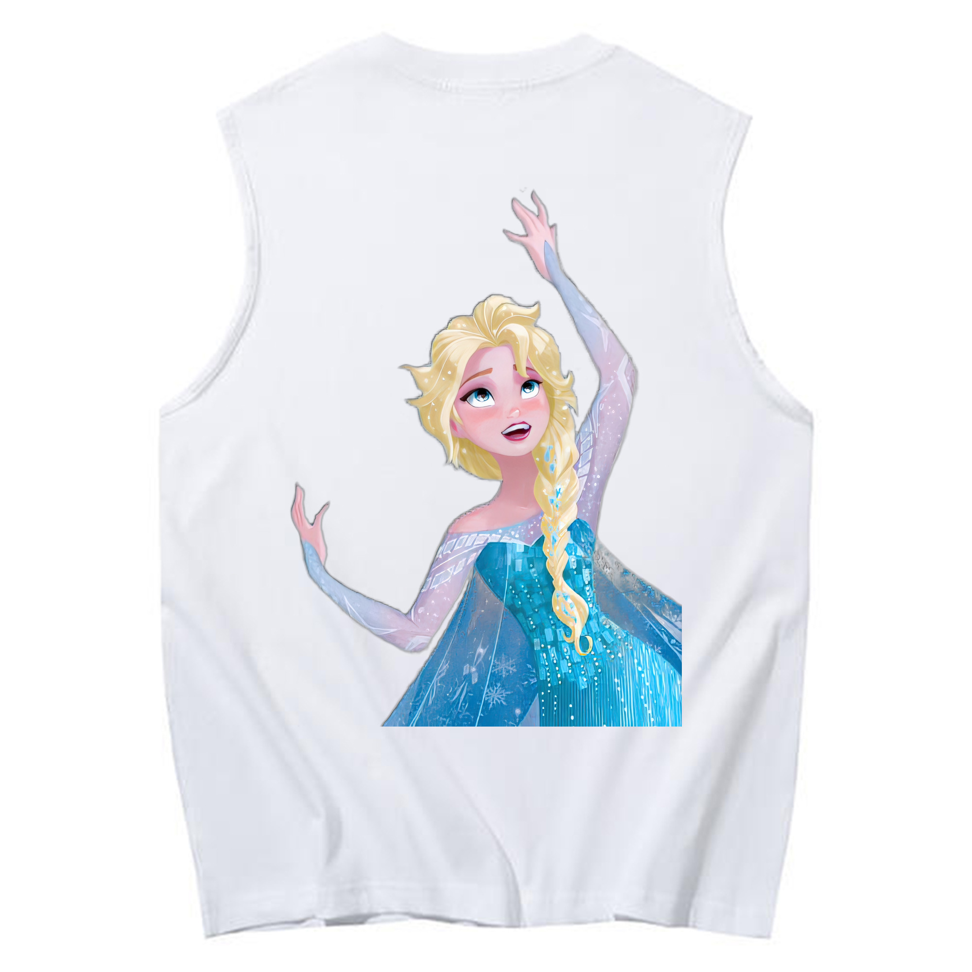 （画像用） アナと雪の女王 アンナ エルサ Frozen Anna Elsa コットン100％タンクトップ（背面プリント）