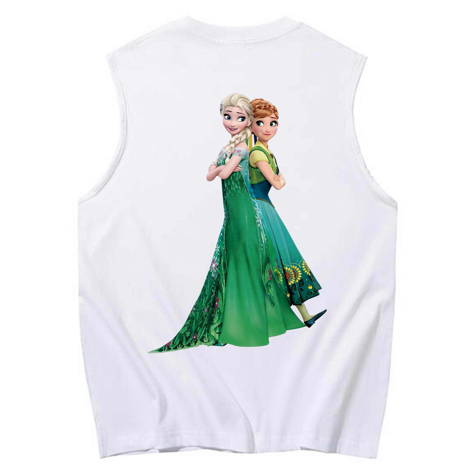 （画像用） アナと雪の女王 アンナ エルサ Frozen Anna Elsa コットン100％タンクトップ（背面プリント）