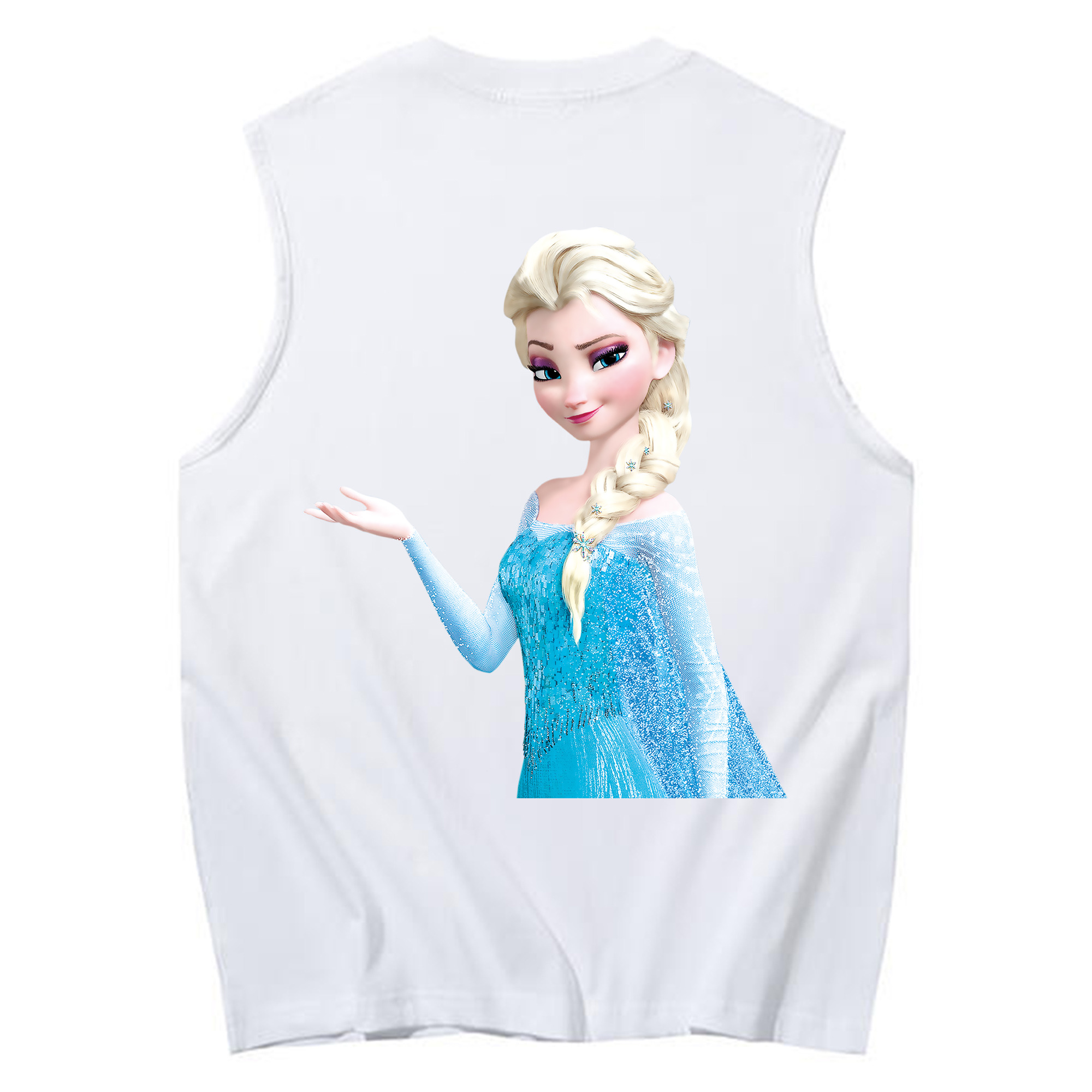 （画像用） アナと雪の女王 アンナ エルサ Frozen Anna Elsa コットン100％タンクトップ（背面プリント）