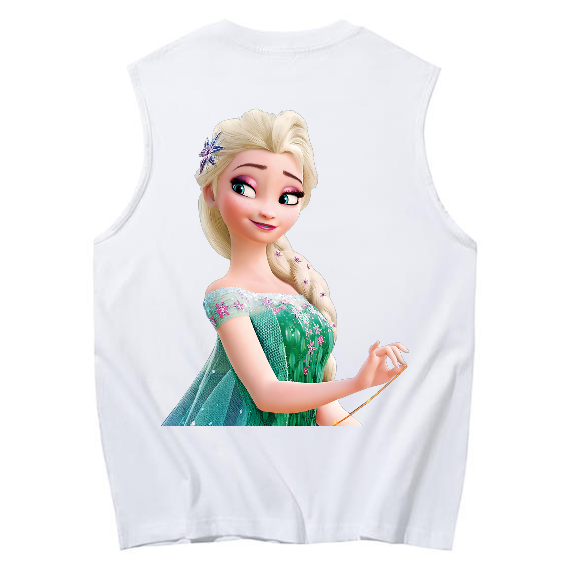 （画像用） アナと雪の女王 アンナ エルサ Frozen Anna Elsa コットン100％タンクトップ（背面プリント）