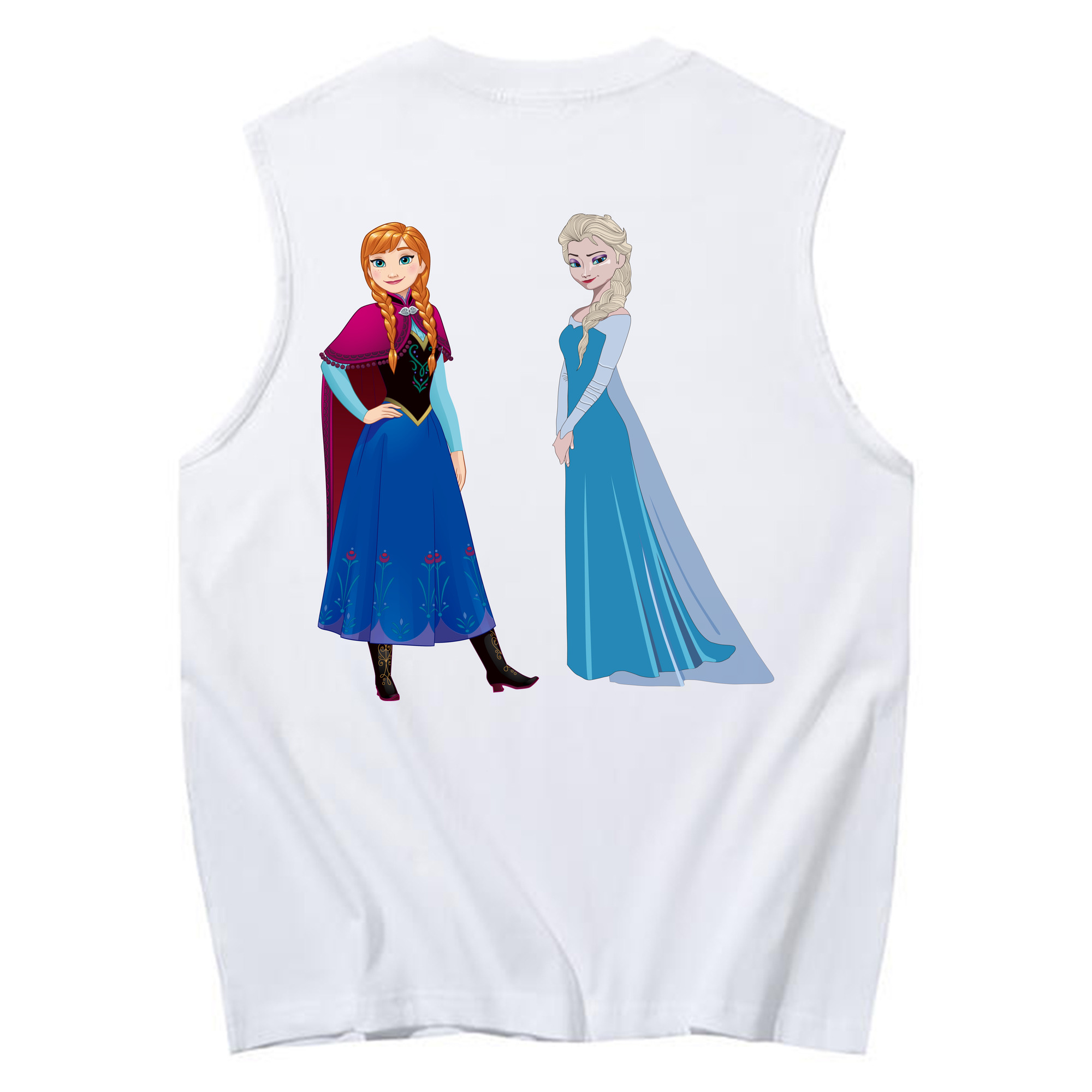 （画像用） アナと雪の女王 アンナ エルサ Frozen Anna Elsa コットン100％タンクトップ（背面プリント）