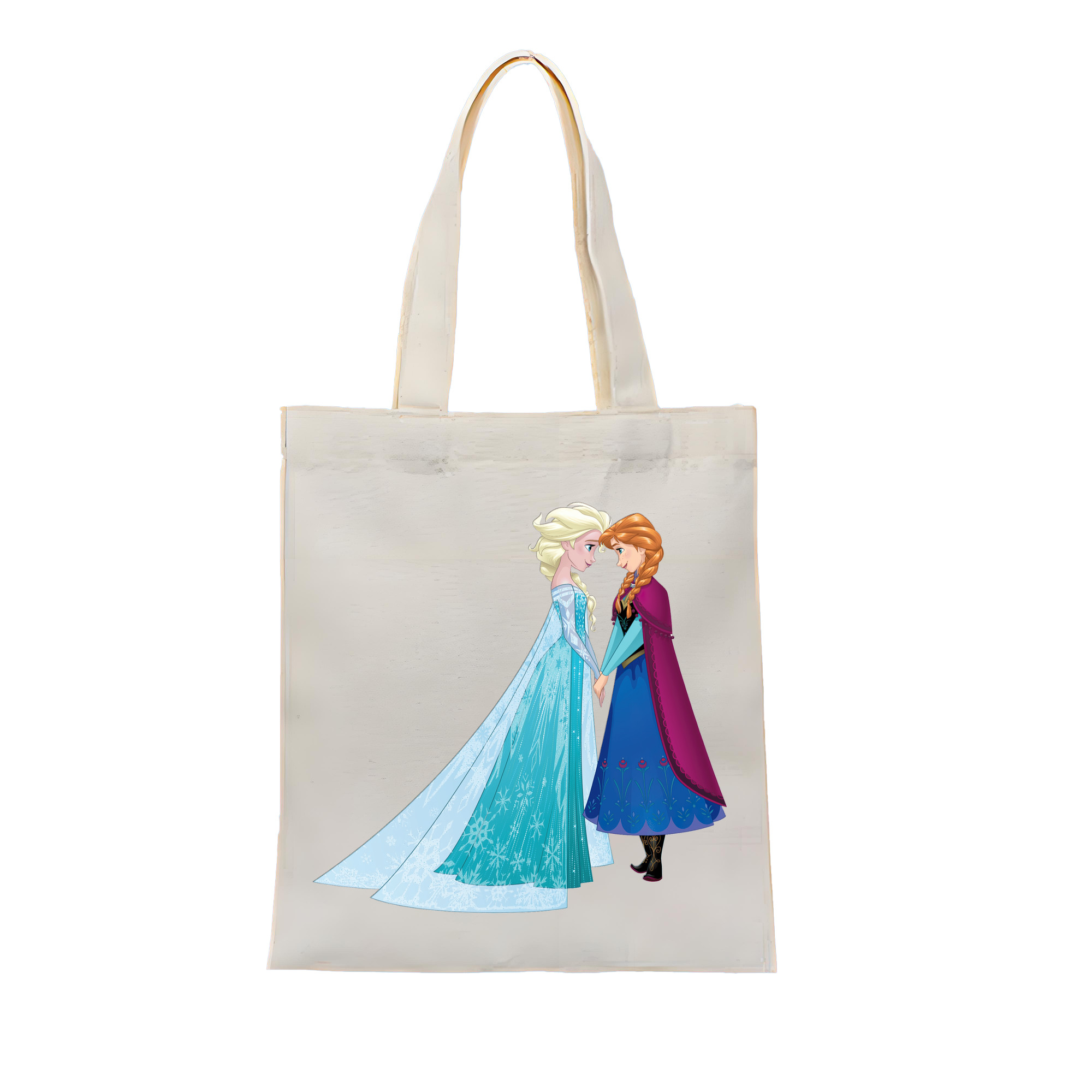 （画像用） アナと雪の女王 アンナ エルサ Frozen Anna Elsa 縦型キャンバス生地手提げバッグ　トートバッグ