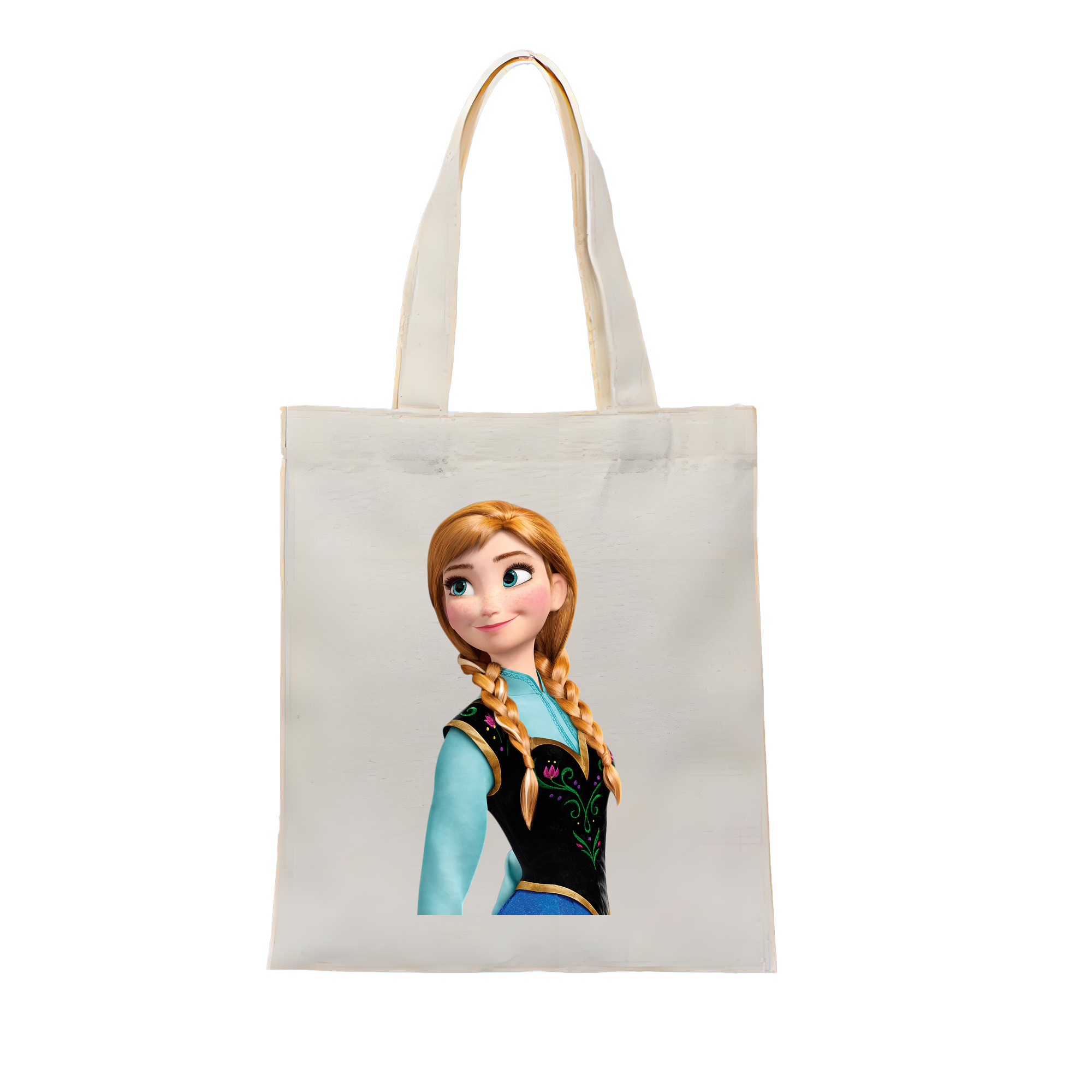 （画像用） アナと雪の女王 アンナ エルサ Frozen Anna Elsa 縦型キャンバス生地手提げバッグ　トートバッグ