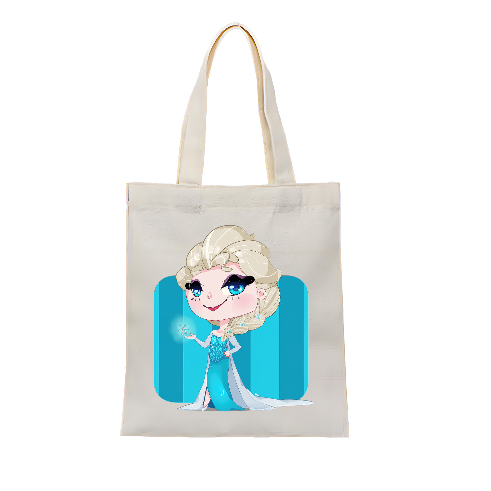 （画像用） アナと雪の女王 アンナ エルサ Frozen Anna Elsa 縦型キャンバス生地手提げバッグ　トートバッグ