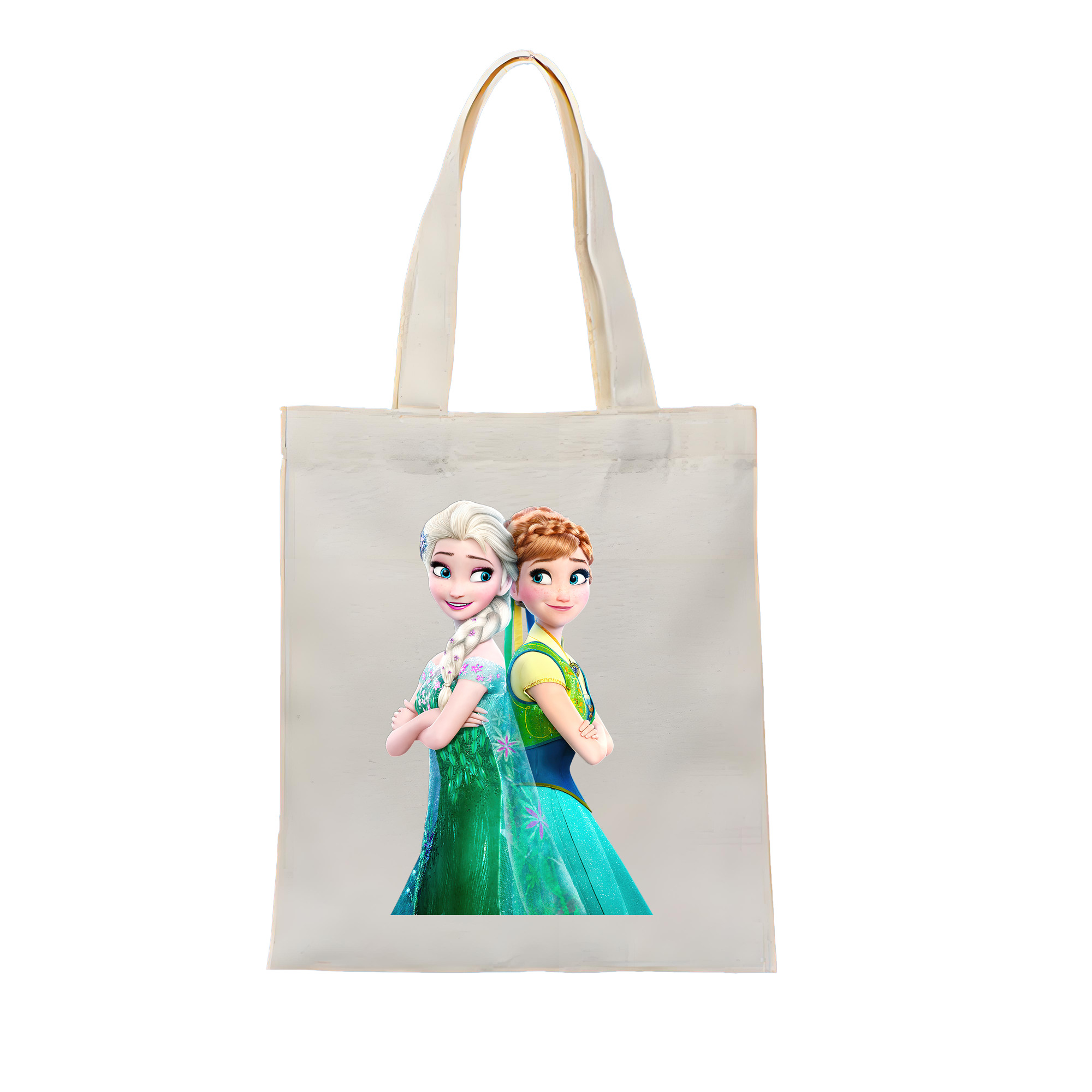 （画像用） アナと雪の女王 アンナ エルサ Frozen Anna Elsa 縦型キャンバス生地手提げバッグ　トートバッグ