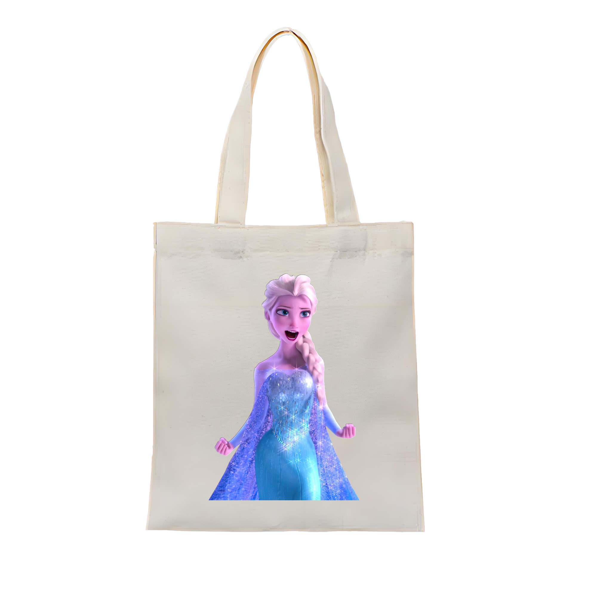 （画像用） アナと雪の女王 アンナ エルサ Frozen Anna Elsa 縦型キャンバス生地手提げバッグ　トートバッグ