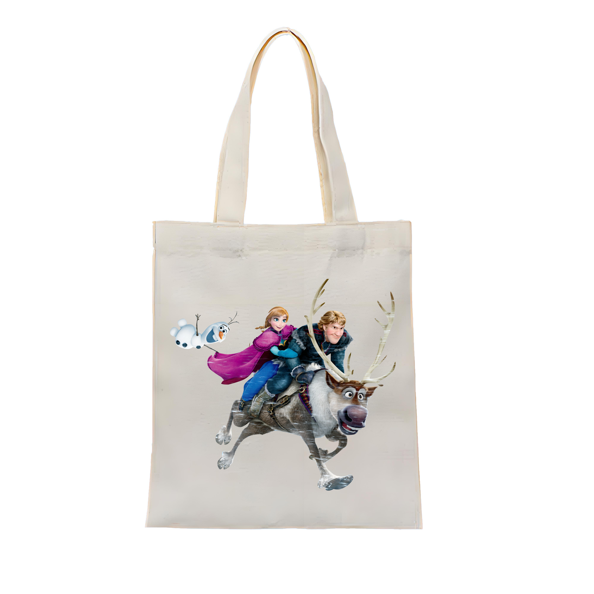 （画像用） アナと雪の女王 アンナ エルサ Frozen Anna Elsa 縦型キャンバス生地手提げバッグ　トートバッグ
