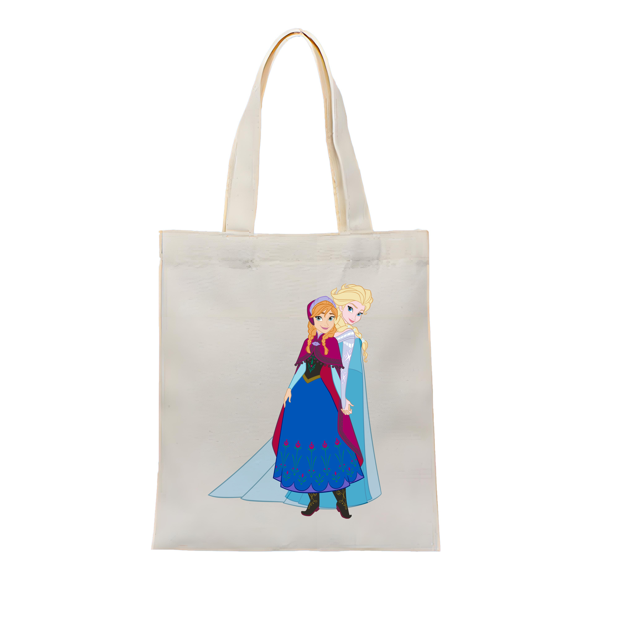 （画像用） アナと雪の女王 アンナ エルサ Frozen Anna Elsa 縦型キャンバス生地手提げバッグ　トートバッグ