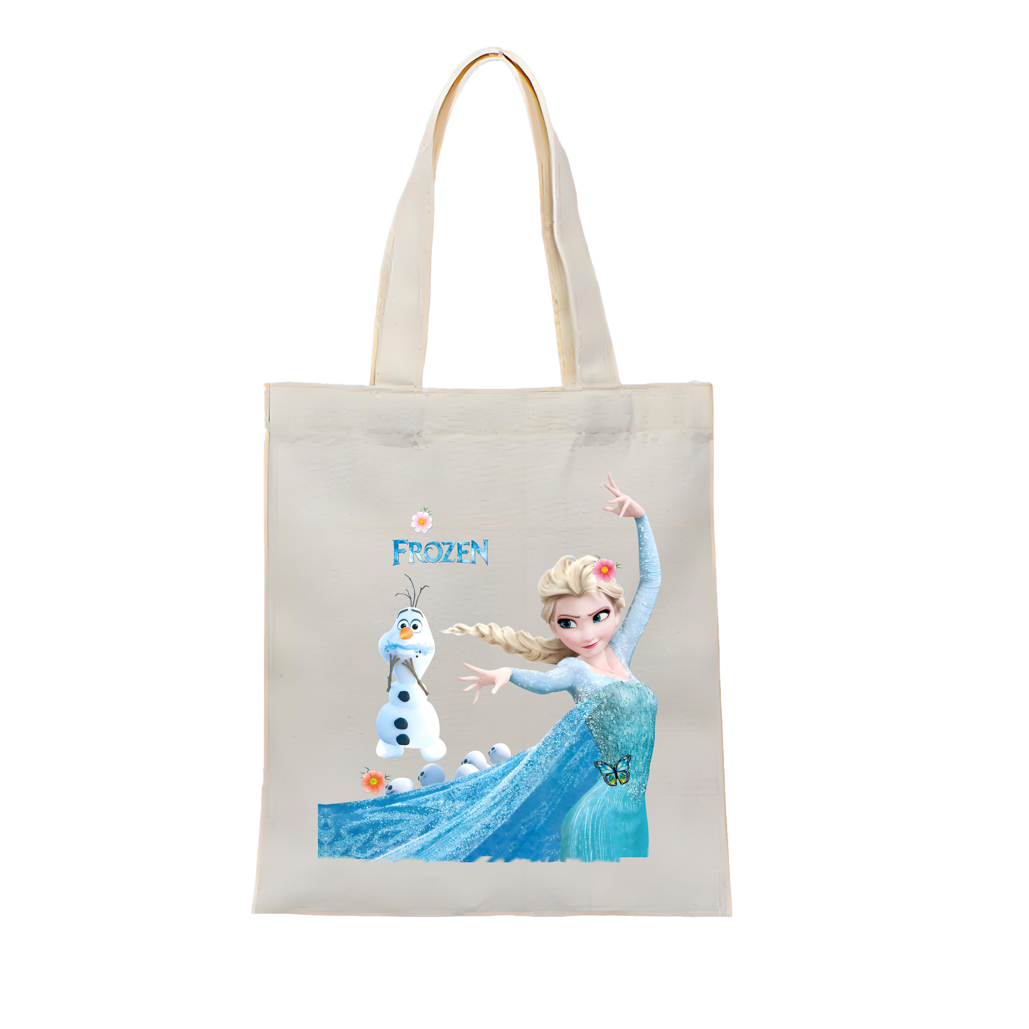 （画像用） アナと雪の女王 アンナ エルサ Frozen Anna Elsa 縦型キャンバス生地手提げバッグ　トートバッグ