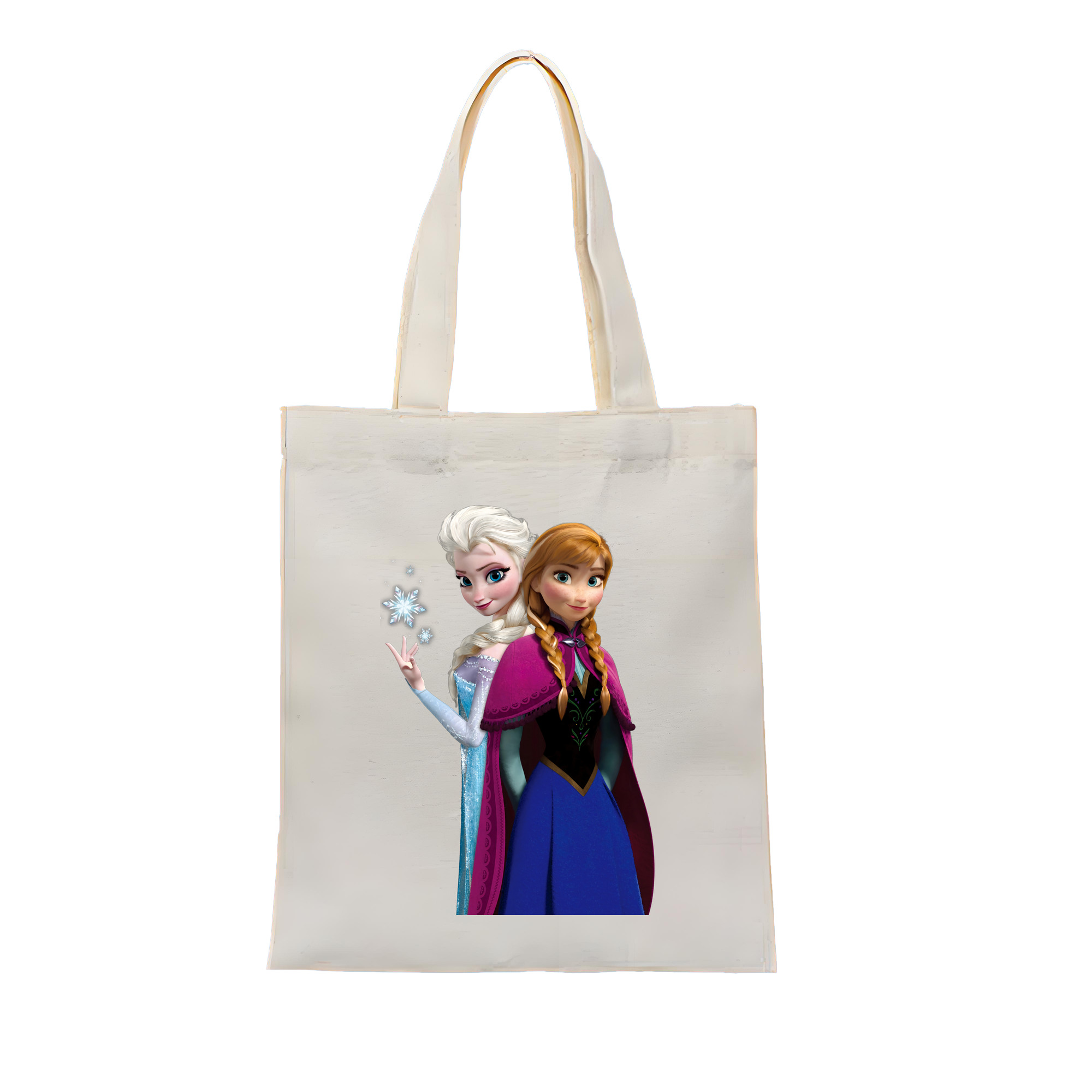 （画像用） アナと雪の女王 アンナ エルサ Frozen Anna Elsa 縦型キャンバス生地手提げバッグ　トートバッグ