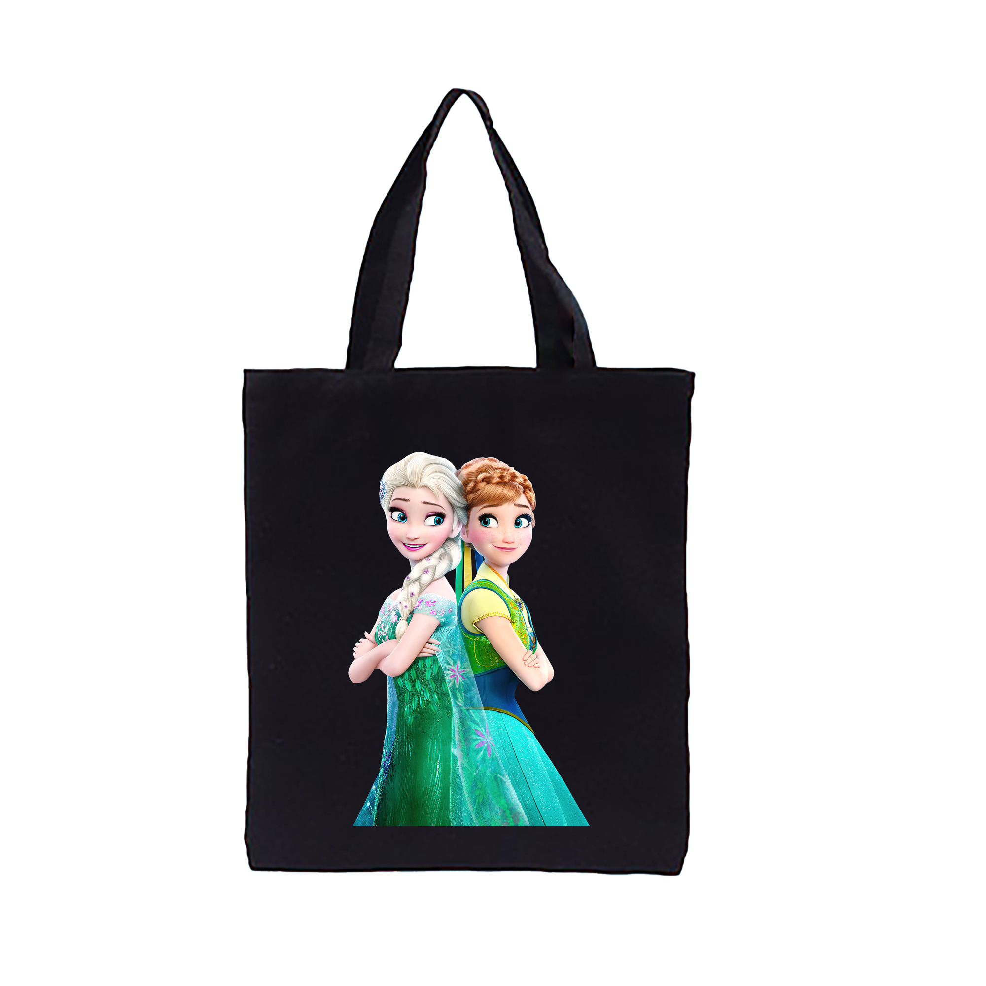 （画像用） アナと雪の女王 アンナ エルサ Frozen Anna Elsa 縦型キャンバス生地手提げバッグ　トートバッグ