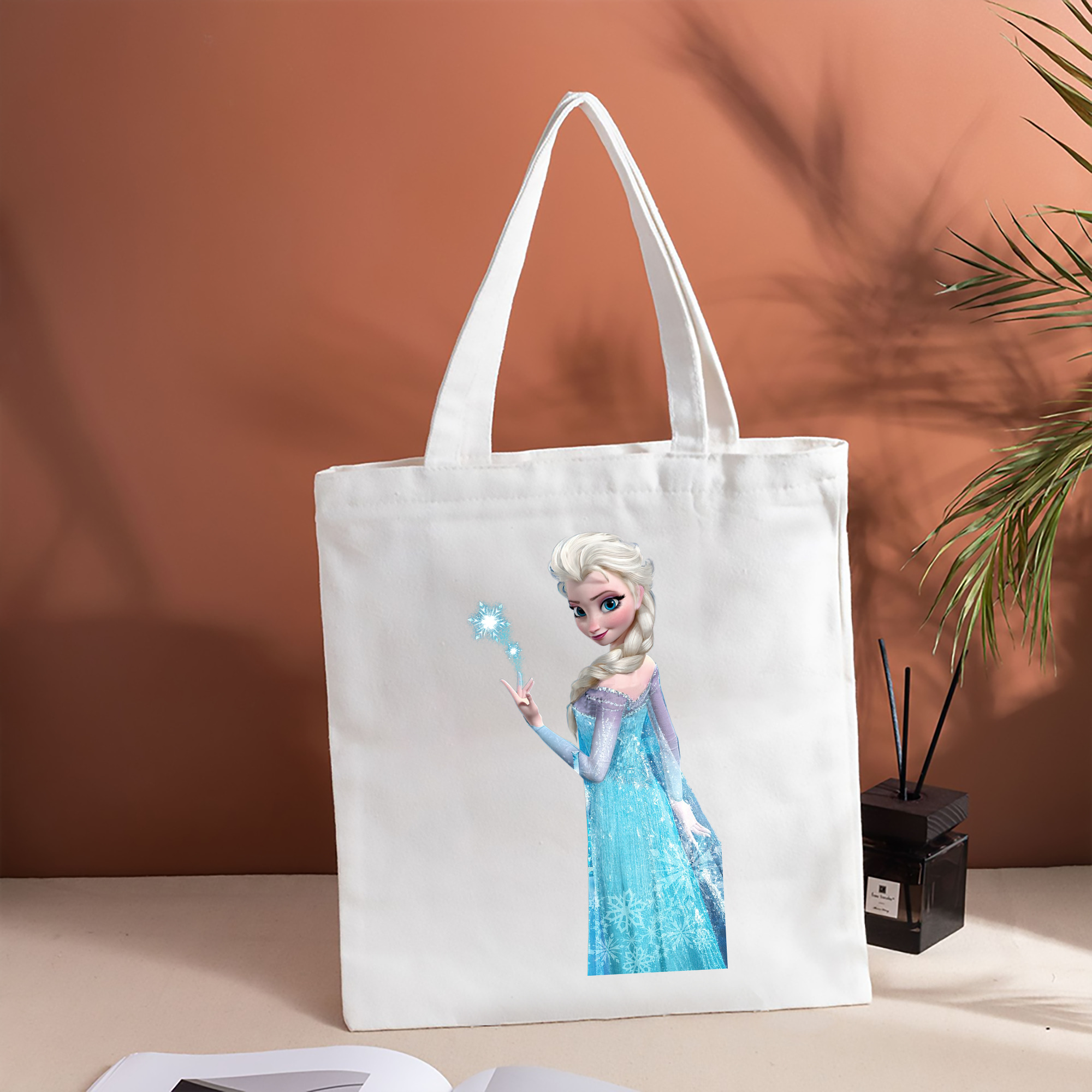 アナと雪の女王 アンナ エルサ Frozen Anna Elsa 縦型キャンバス生地手提げバッグ　トートバッグ