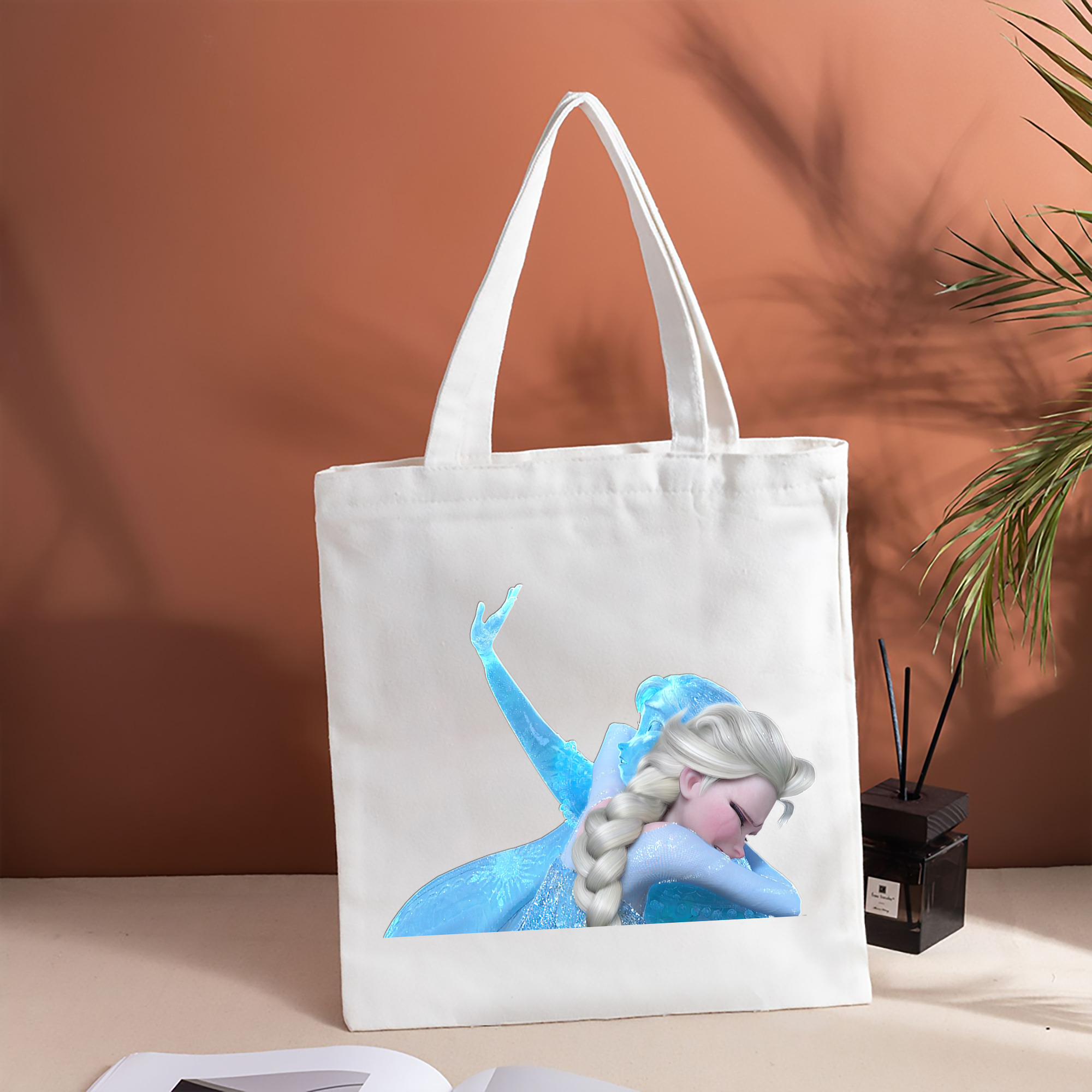 アナと雪の女王 アンナ エルサ Frozen Anna Elsa 縦型キャンバス生地手提げバッグ　トートバッグ