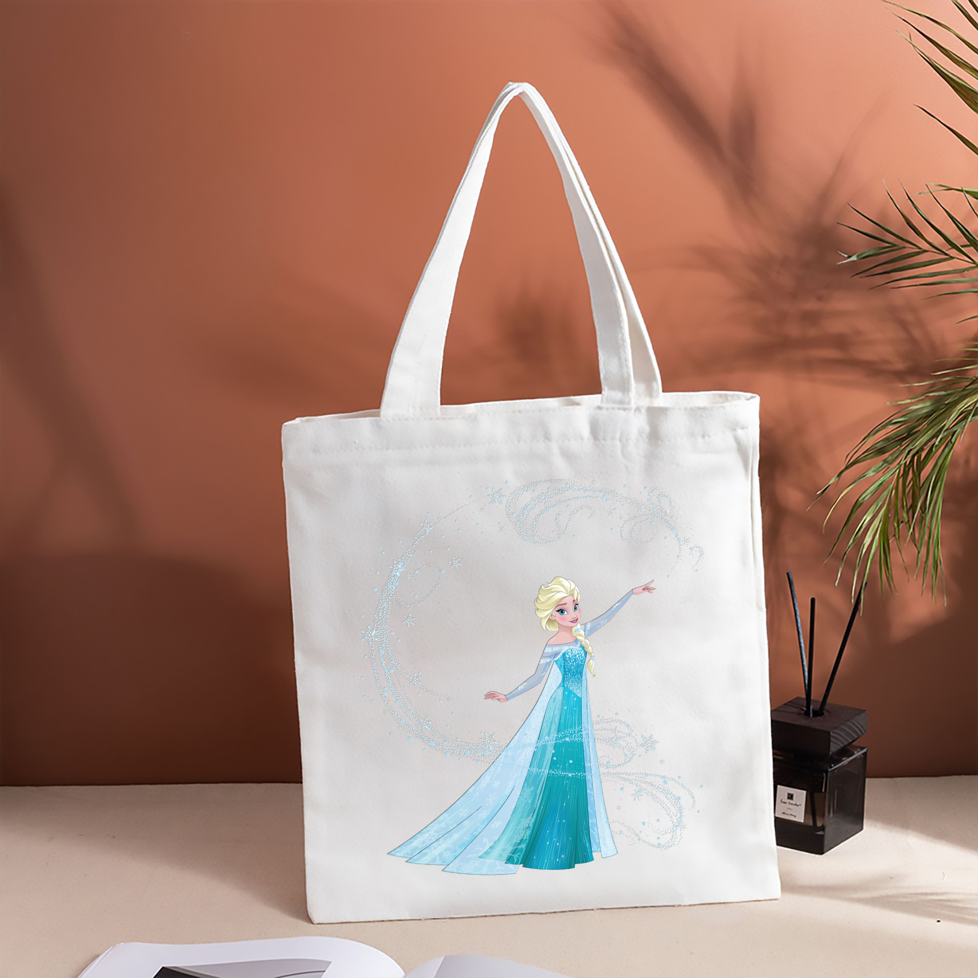 アナと雪の女王 アンナ エルサ Frozen Anna Elsa 縦型キャンバス生地手提げバッグ　トートバッグ