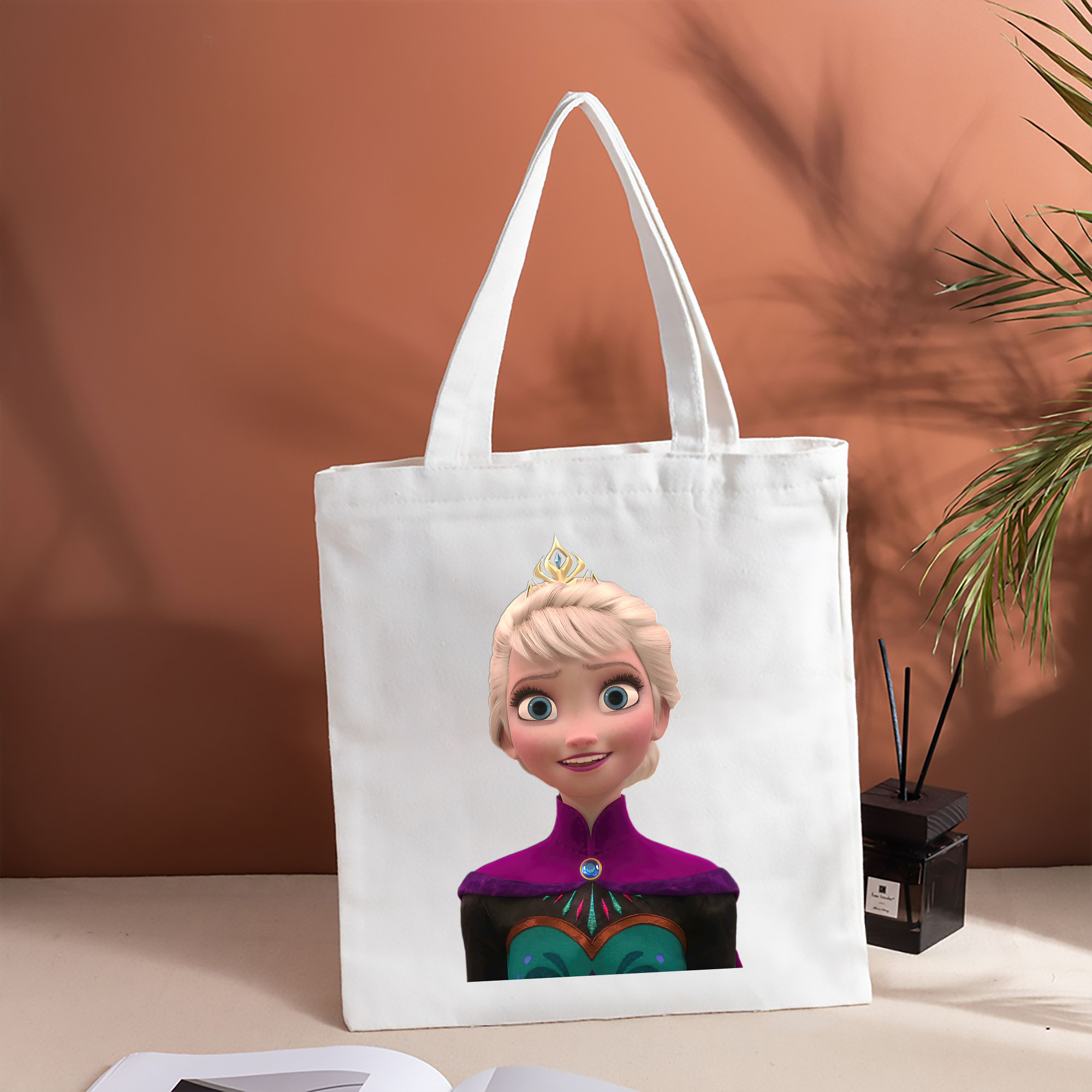 アナと雪の女王 アンナ エルサ Frozen Anna Elsa 縦型キャンバス生地手提げバッグ　トートバッグ