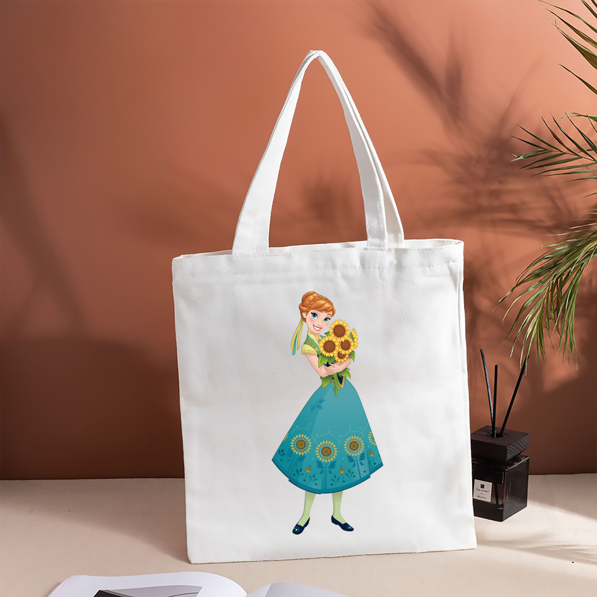 アナと雪の女王 アンナ エルサ Frozen Anna Elsa 縦型キャンバス生地手提げバッグ　トートバッグ