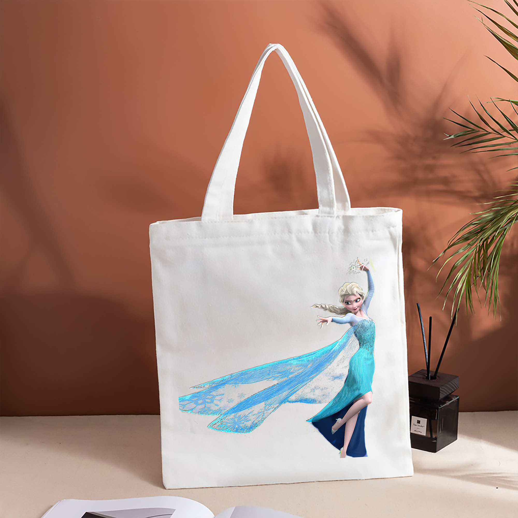 アナと雪の女王 アンナ エルサ Frozen Anna Elsa 縦型キャンバス生地手提げバッグ　トートバッグ