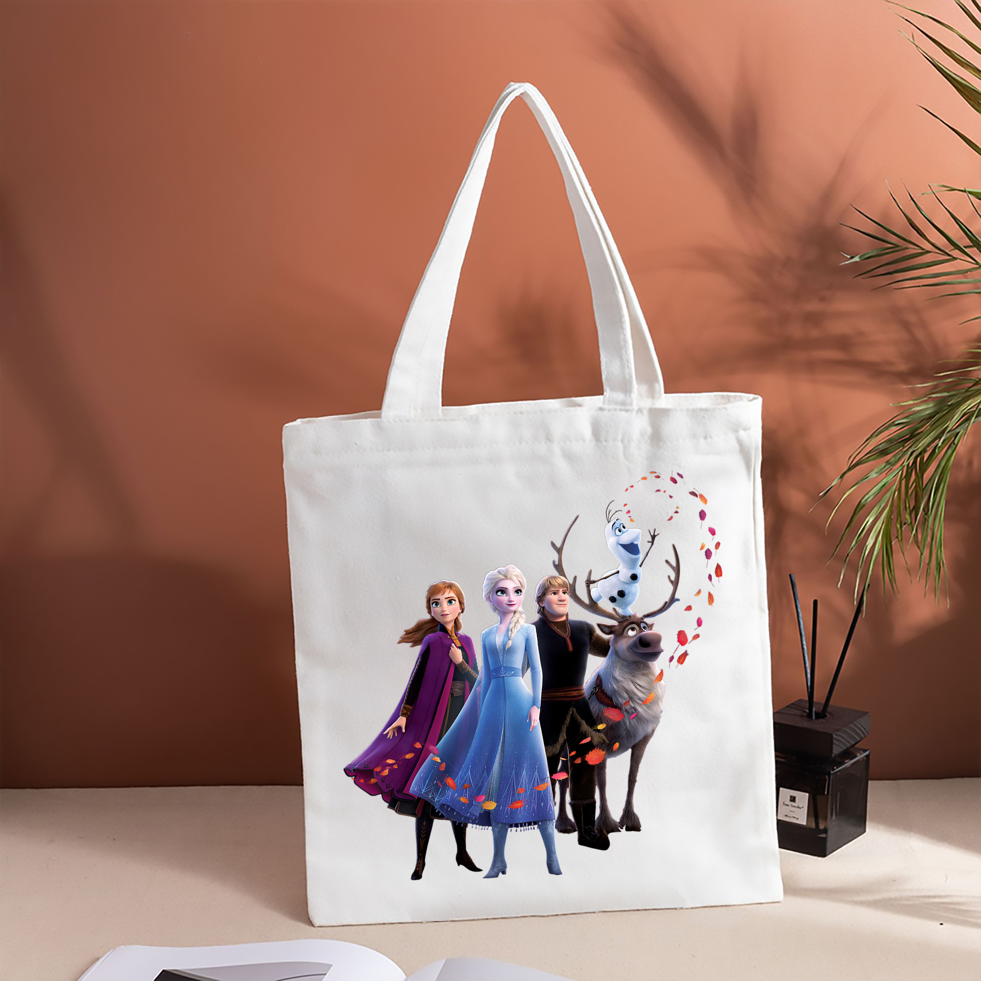 アナと雪の女王 アンナ エルサ Frozen Anna Elsa 縦型キャンバス生地手提げバッグ　トートバッグ