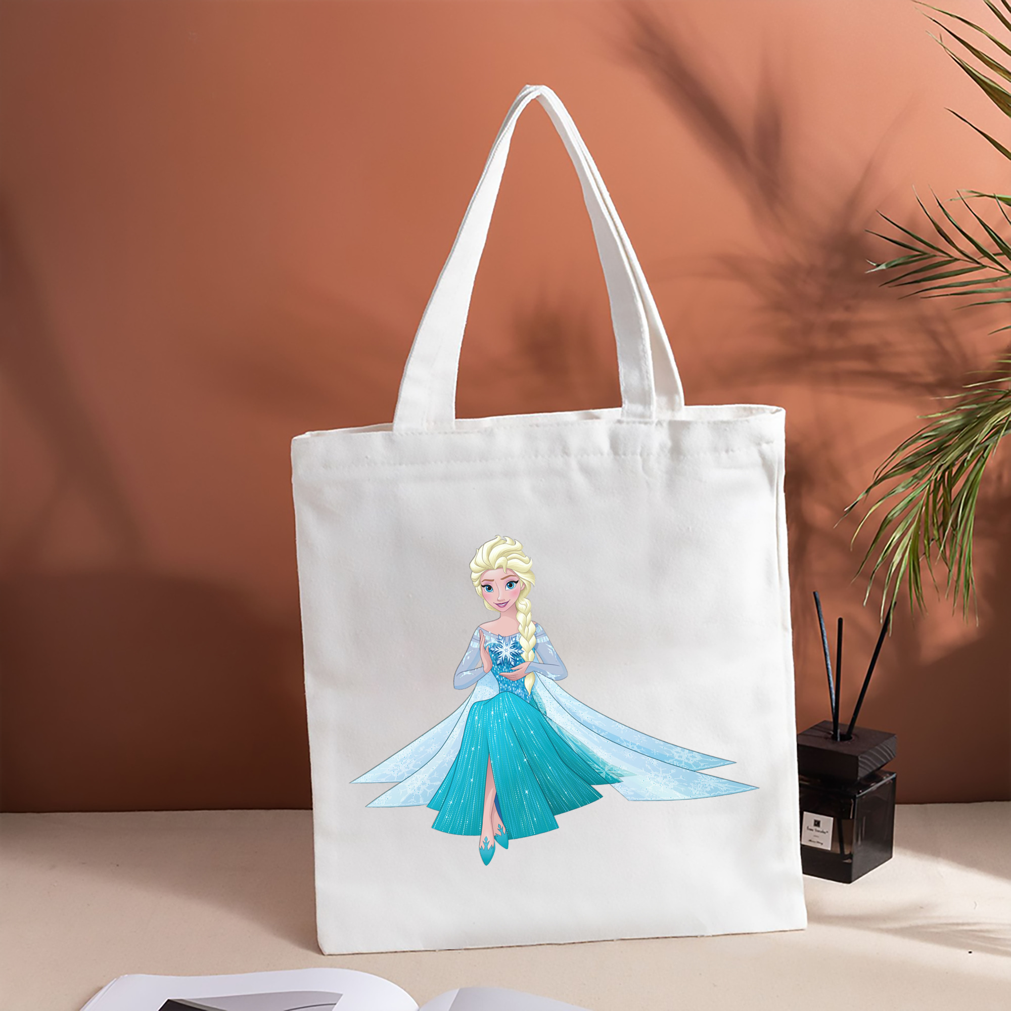 アナと雪の女王 アンナ エルサ Frozen Anna Elsa 縦型キャンバス生地手提げバッグ　トートバッグ