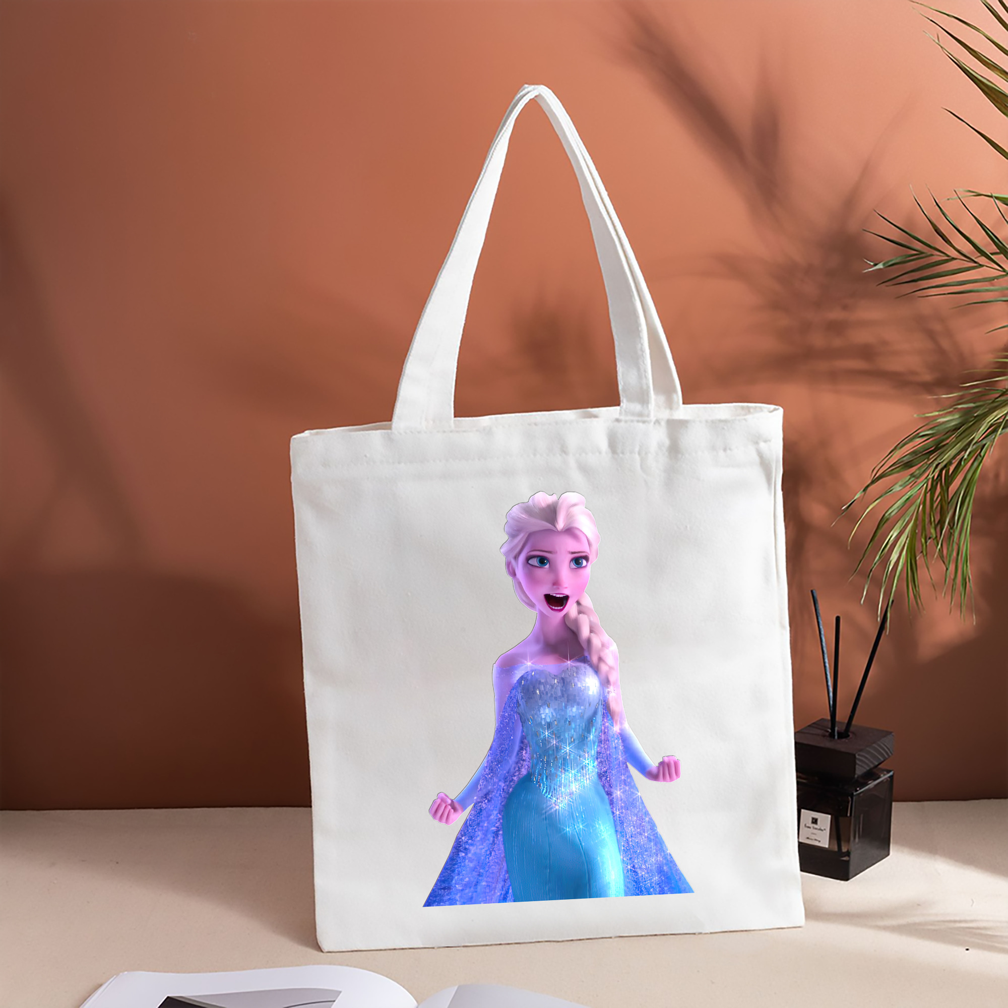 アナと雪の女王 アンナ エルサ Frozen Anna Elsa 縦型キャンバス生地手提げバッグ　トートバッグ