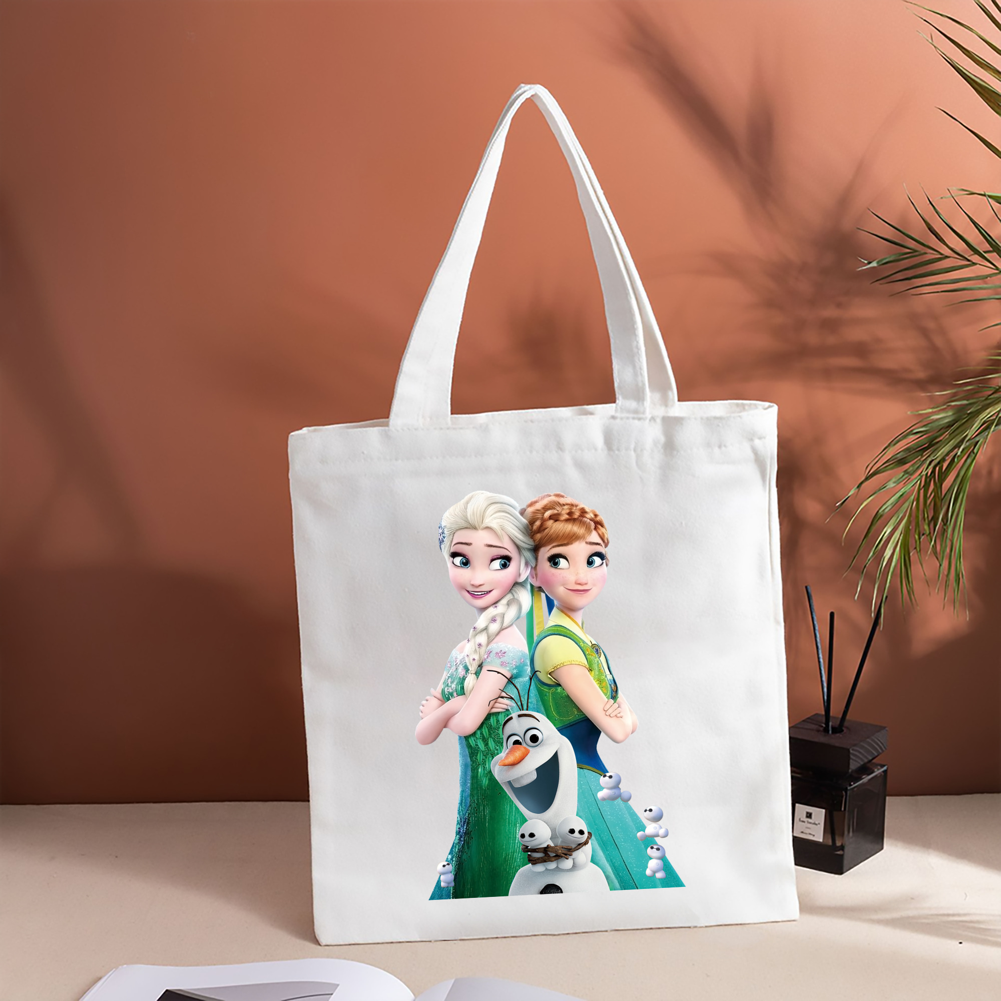 アナと雪の女王 アンナ エルサ Frozen Anna Elsa 縦型キャンバス生地手提げバッグ　トートバッグ