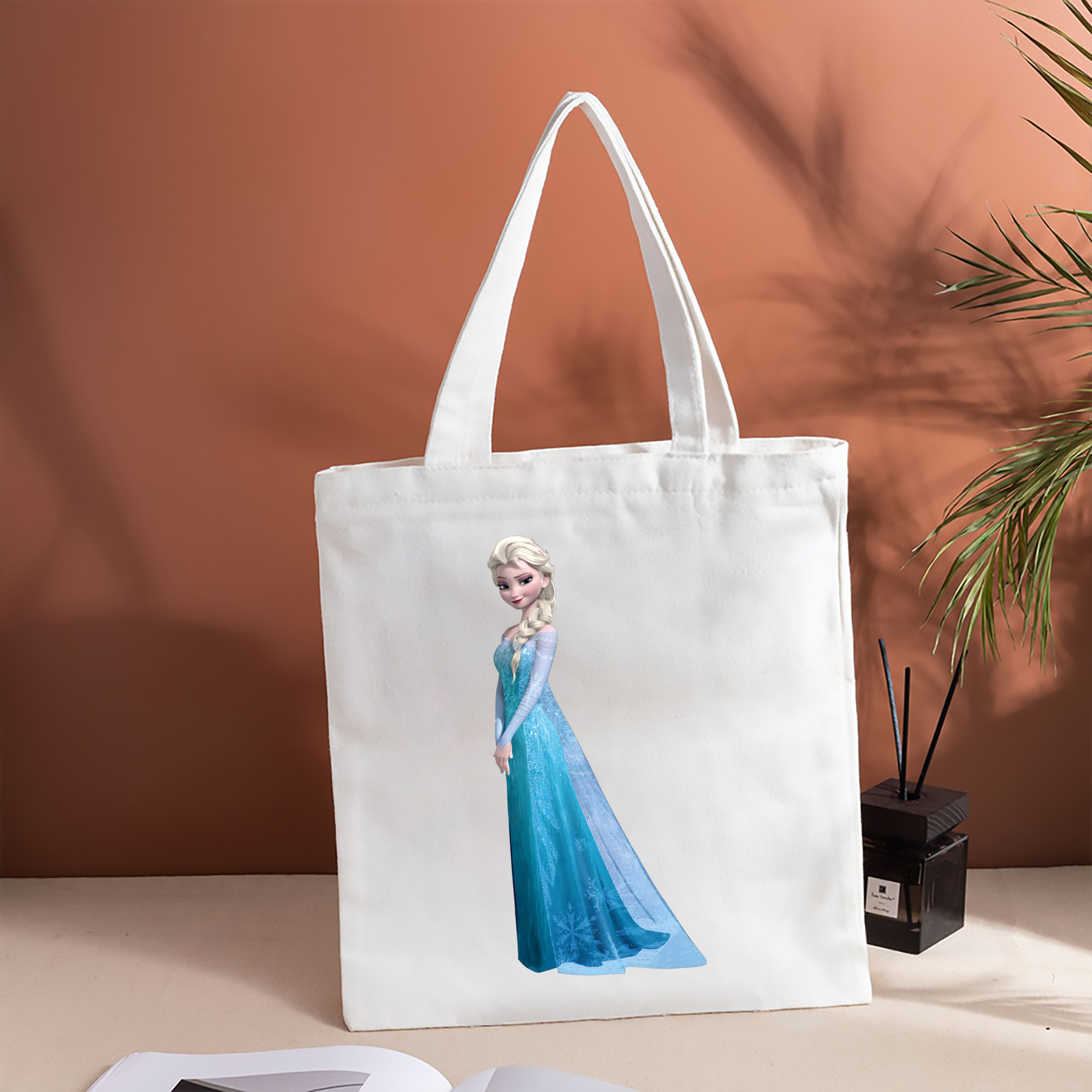 アナと雪の女王 アンナ エルサ Frozen Anna Elsa 縦型キャンバス生地手提げバッグ　トートバッグ