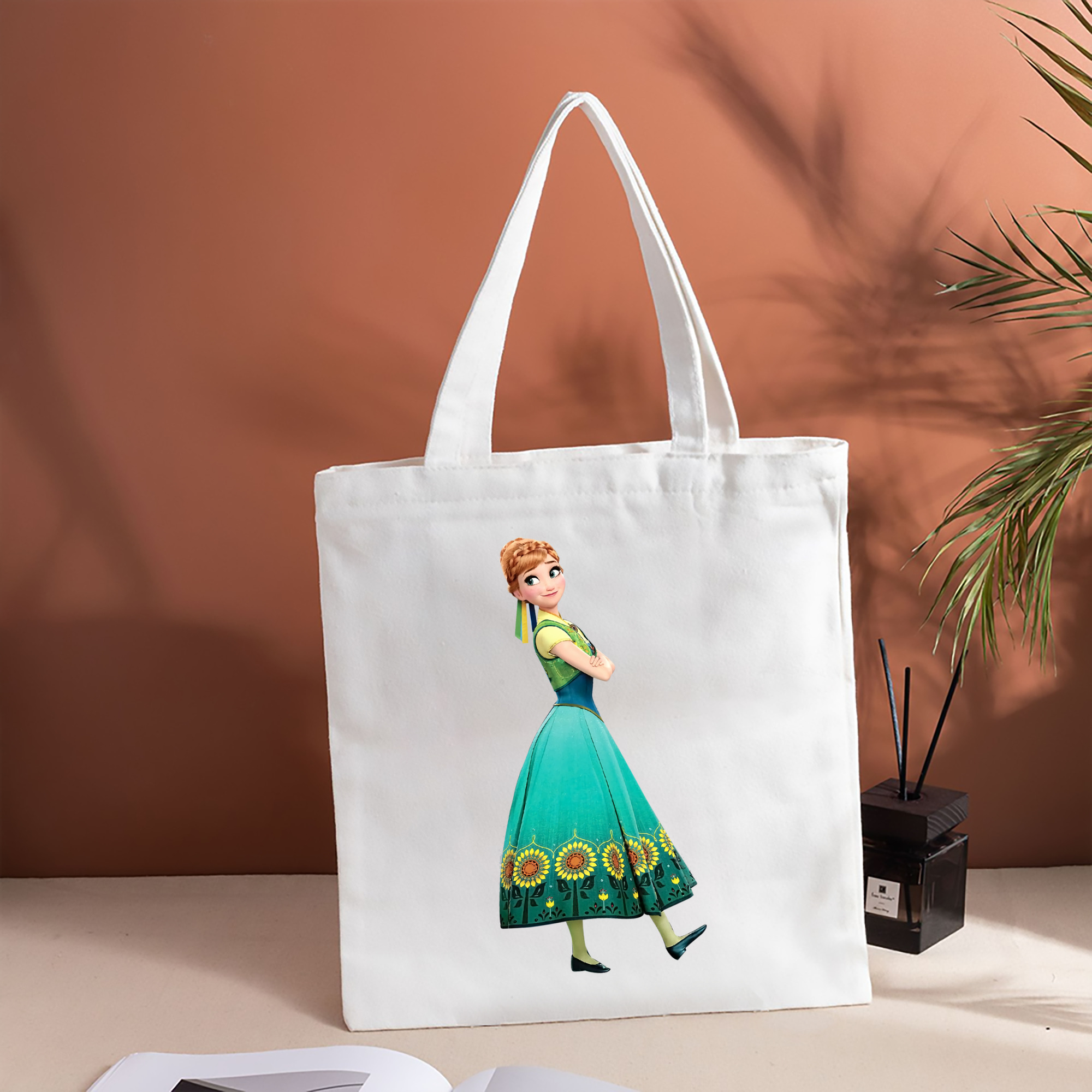 アナと雪の女王 アンナ エルサ Frozen Anna Elsa 縦型キャンバス生地手提げバッグ　トートバッグ