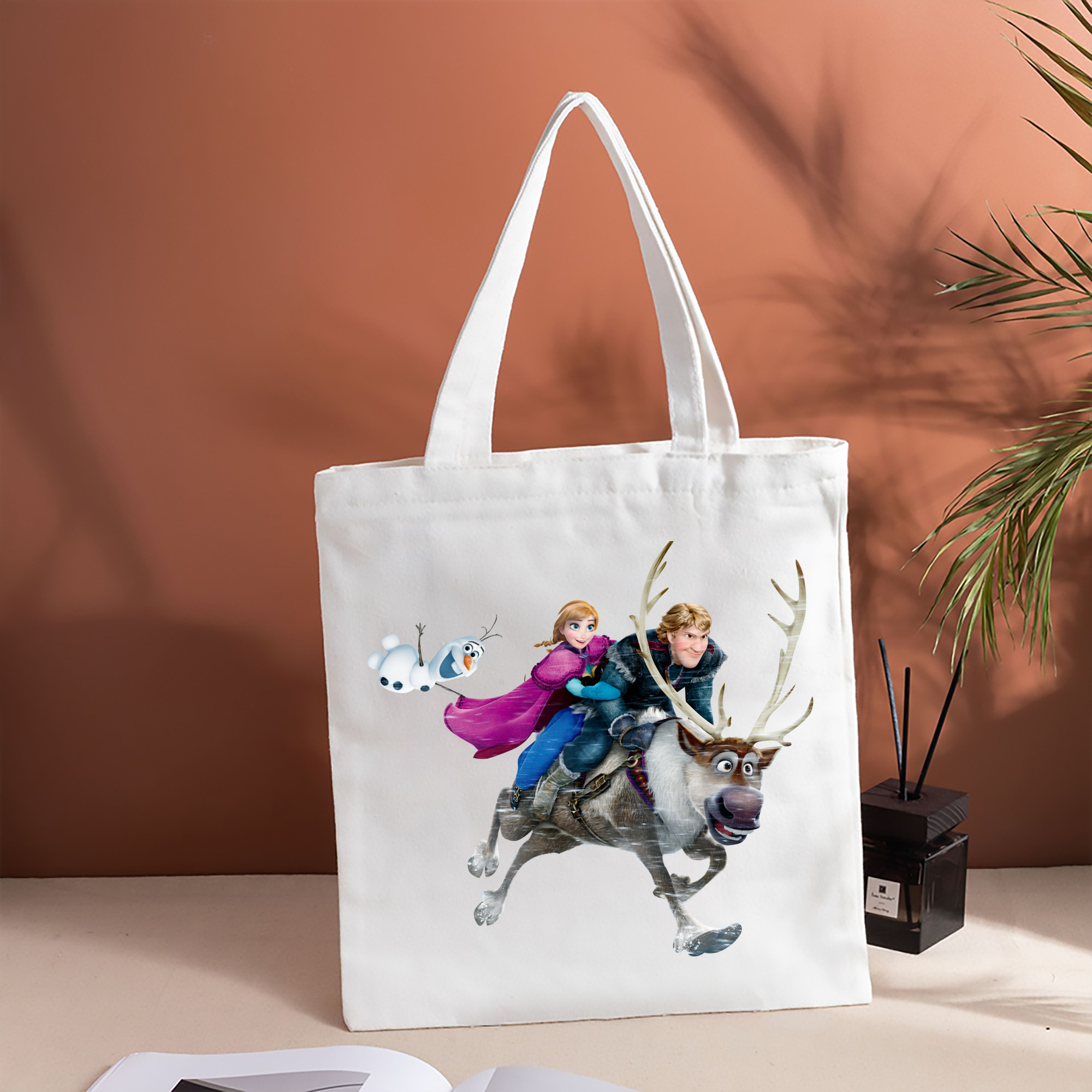 アナと雪の女王 アンナ エルサ Frozen Anna Elsa 縦型キャンバス生地手提げバッグ　トートバッグ