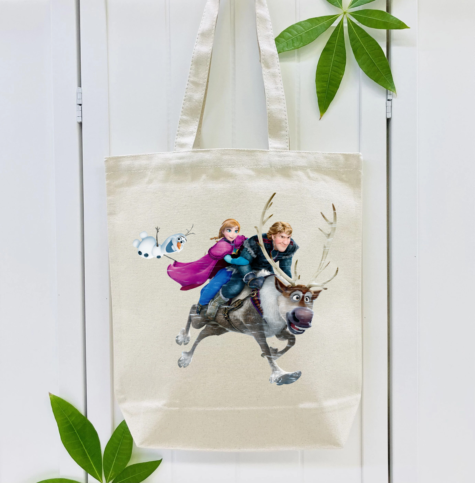 アナと雪の女王 アンナ エルサ Frozen Anna Elsa 縦型キャンバス生地手提げバッグ　トートバッグ