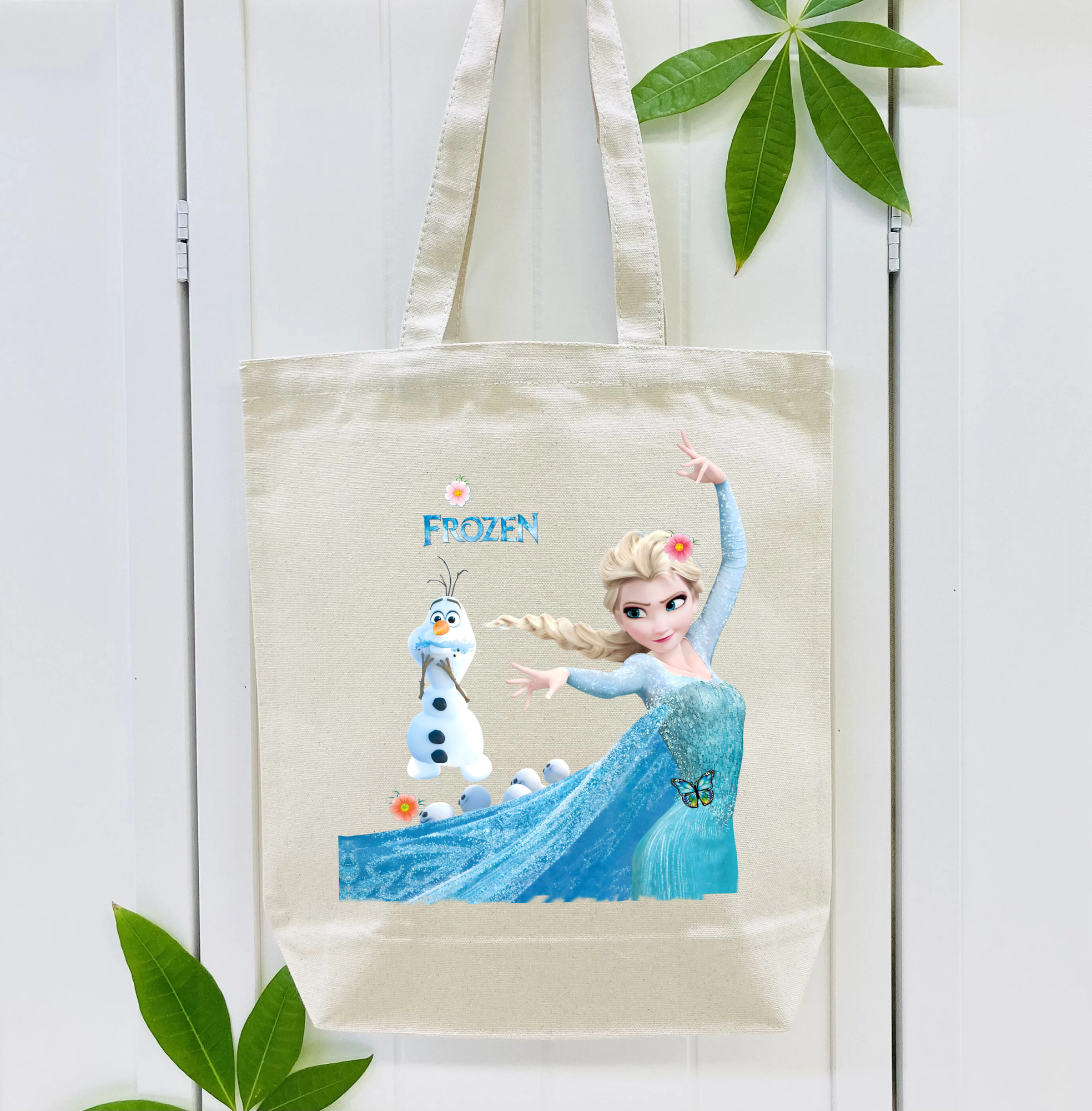 アナと雪の女王 アンナ エルサ Frozen Anna Elsa 縦型キャンバス生地手提げバッグ　トートバッグ