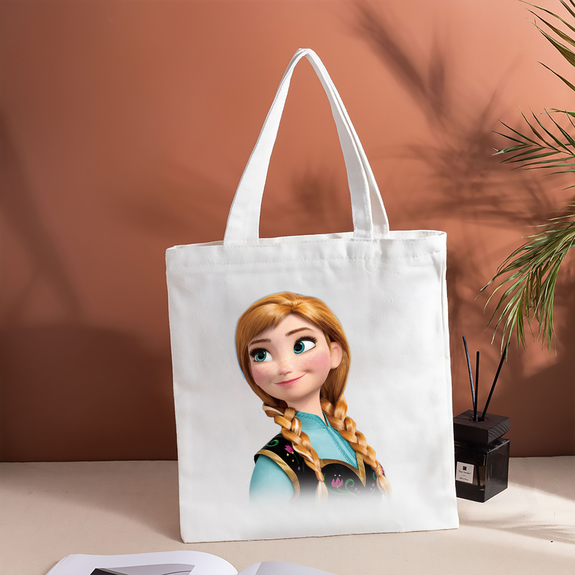 アナと雪の女王 アンナ エルサ Frozen Anna Elsa 縦型キャンバス生地手提げバッグ　トートバッグ