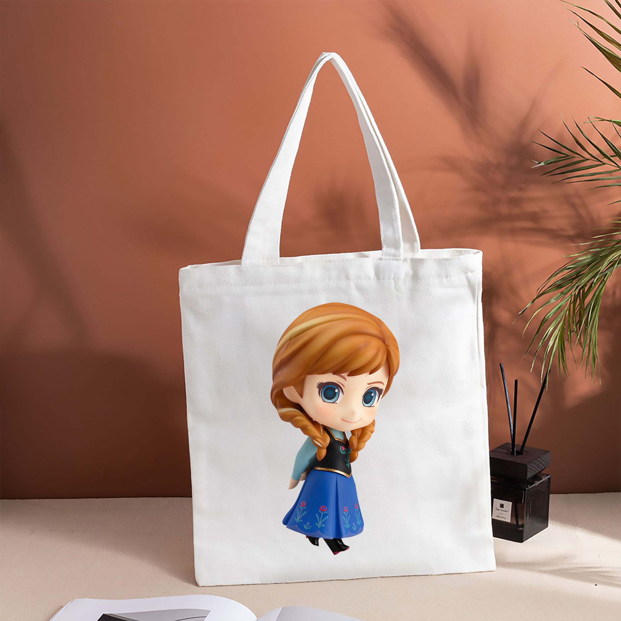 アナと雪の女王 アンナ エルサ Frozen Anna Elsa 縦型キャンバス生地手提げバッグ　トートバッグ