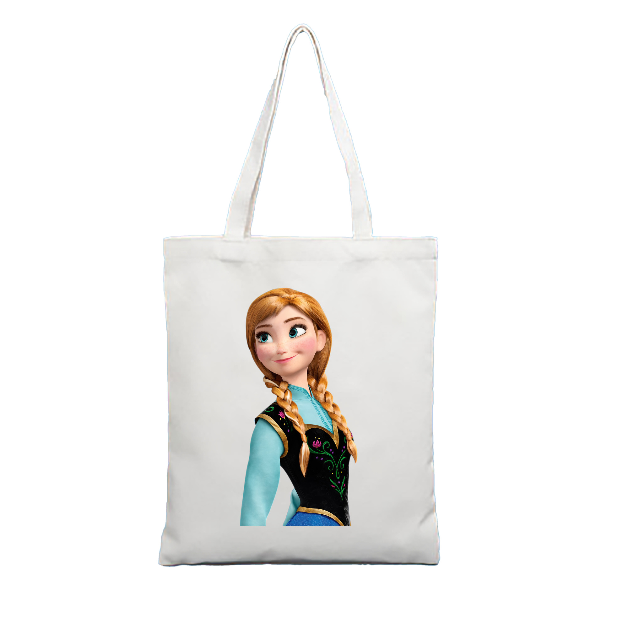 （画像用） アナと雪の女王 アンナ エルサ Frozen Anna Elsa 縦型キャンバス生地手提げバッグ　トートバッグ