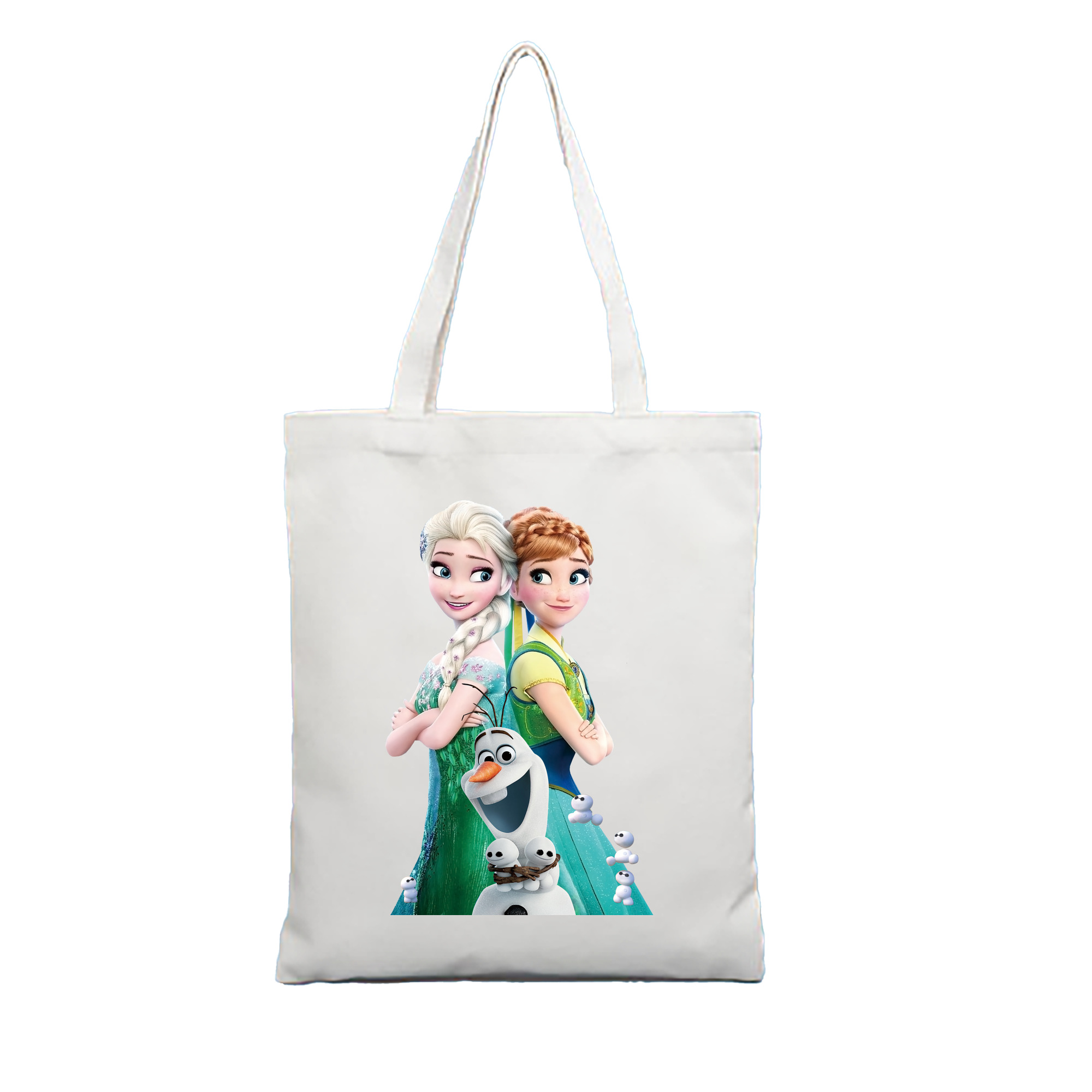 （画像用） アナと雪の女王 アンナ エルサ Frozen Anna Elsa 縦型キャンバス生地手提げバッグ　トートバッグ