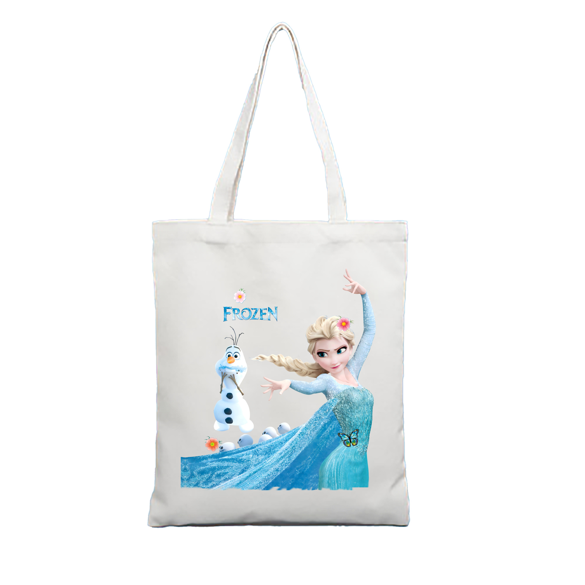 （画像用） アナと雪の女王 アンナ エルサ Frozen Anna Elsa 縦型キャンバス生地手提げバッグ　トートバッグ